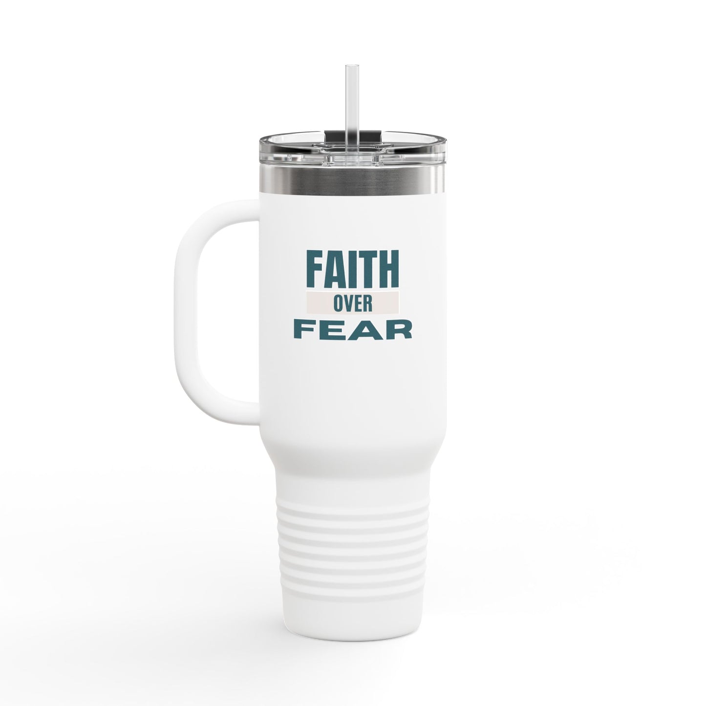 Faith Over Fear Insulated Travel Mug – 40oz Stainless Steel, Leak-Proof & Double-Wall Insulated