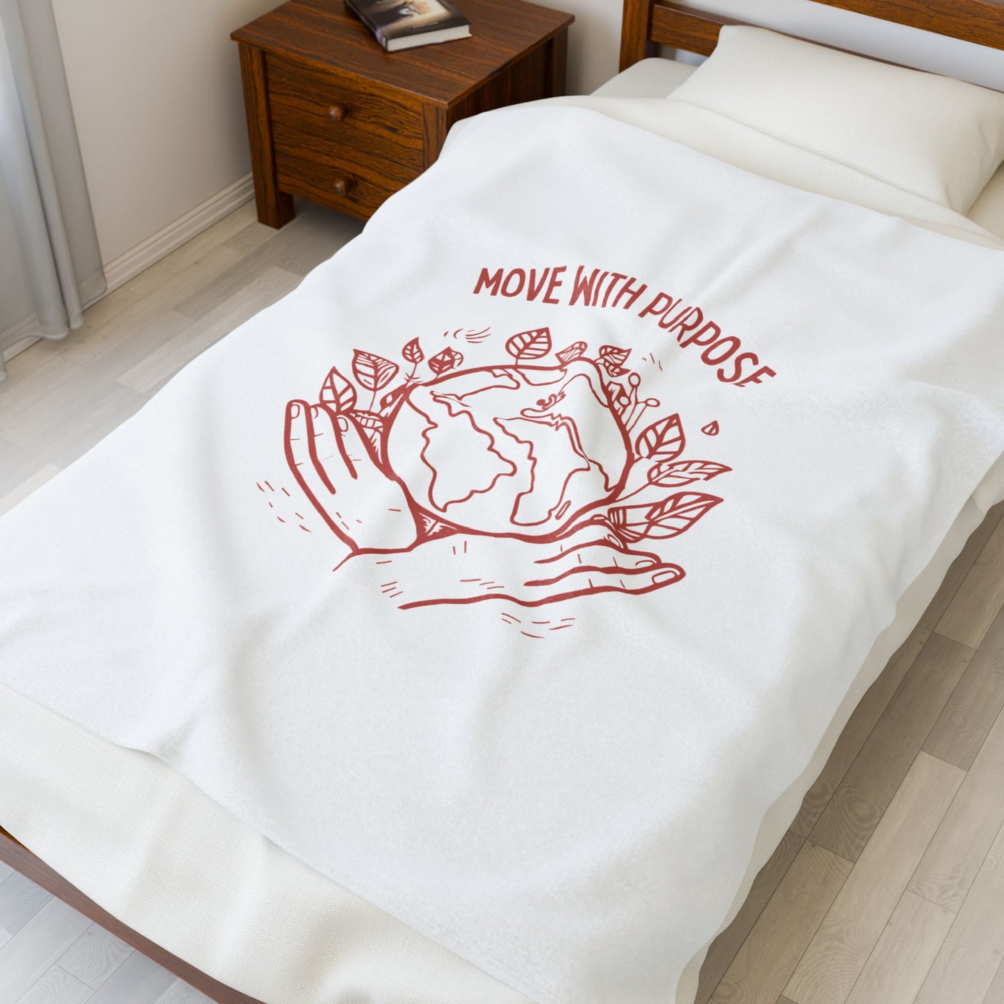 Move with Purpose Velveteen Plush Blanket – Ultra-Soft, Warm & Durable for Home & Gifts