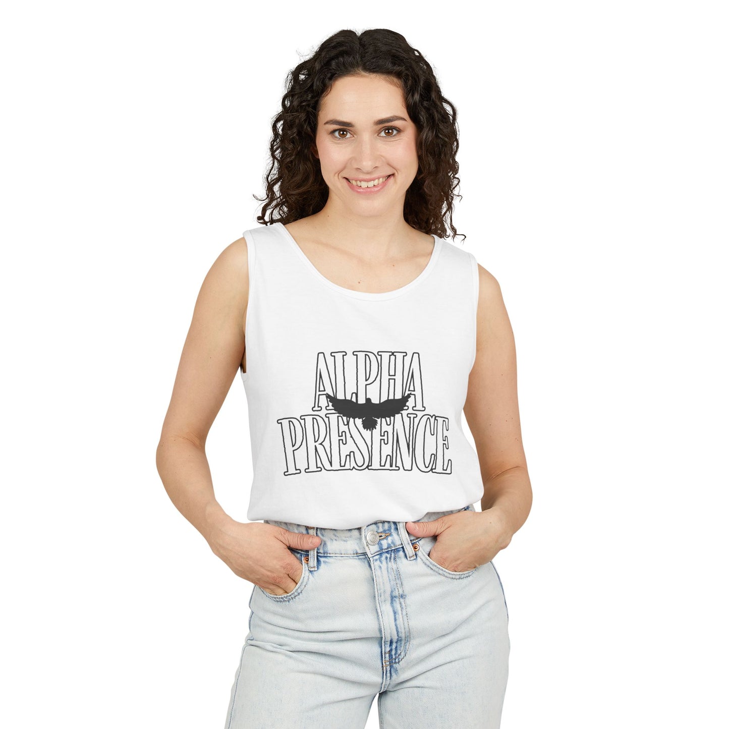 Alpha Presence Unisex Garment-Dyed Tank Top – Summer Style, Casual Wear, Gifts for Him, Athleisure, Relaxed Fit