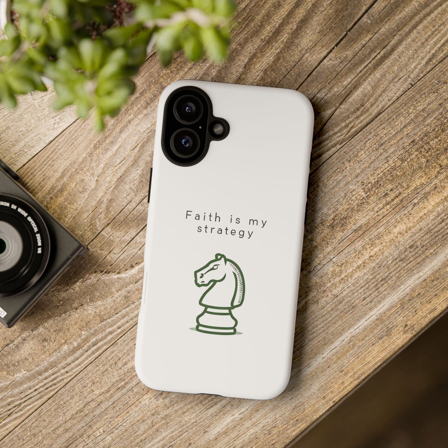 Faith Is My Strategy Phone Case - Knight Chess Piece Design for iPhone 12 to iPhone 16
