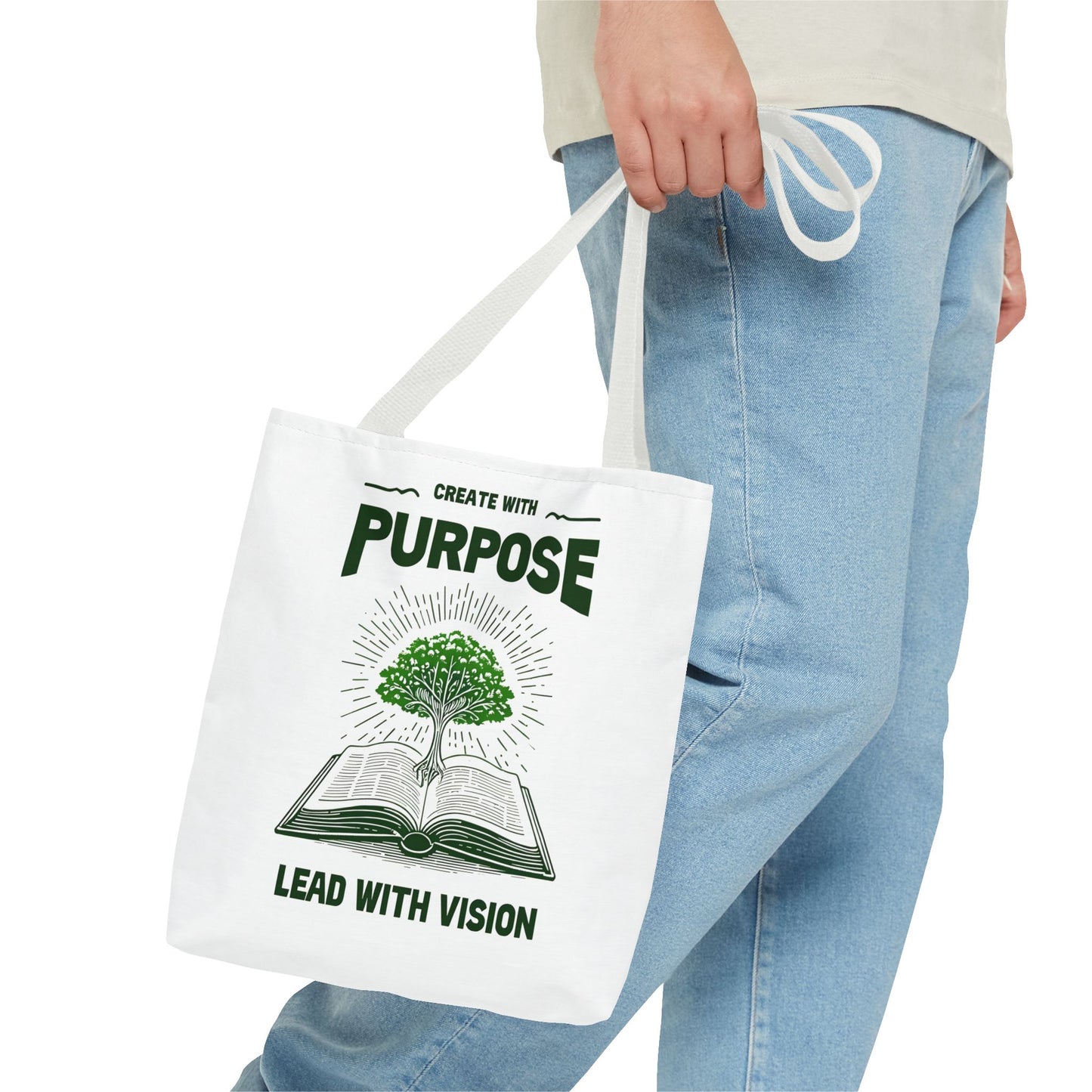 Create With Purpose Tote Bag β Durable Canvas Bag with Inspirational Tree and Vision Design for Everyday Use
