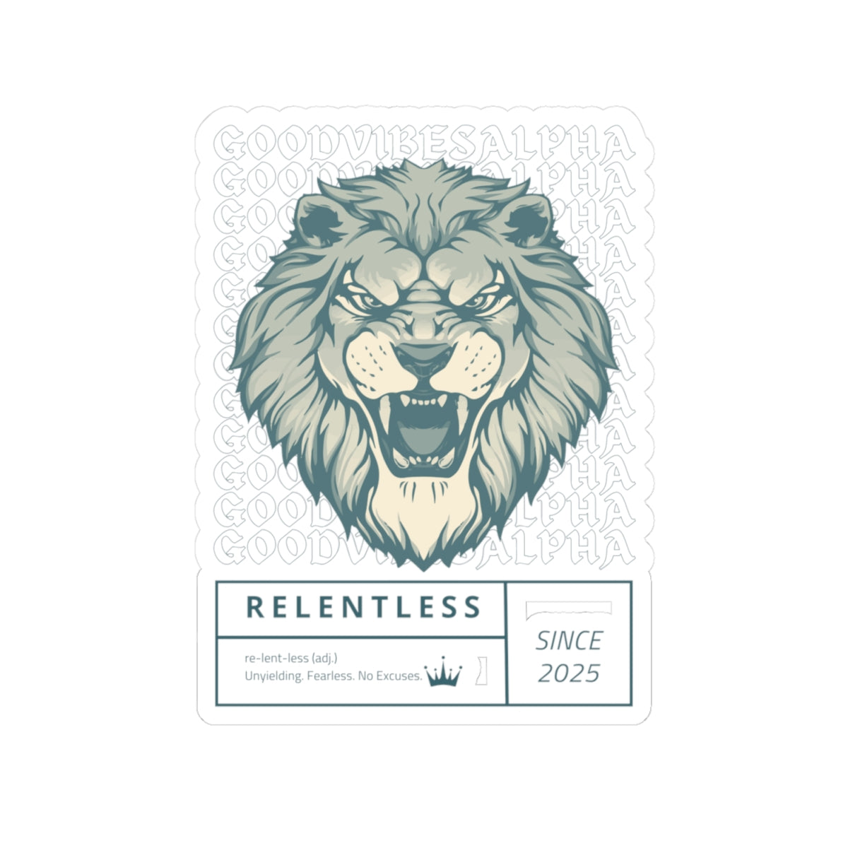 Relentless Sticker – Durable Kiss-Cut, Glossy Finish, Scratch-Resistant