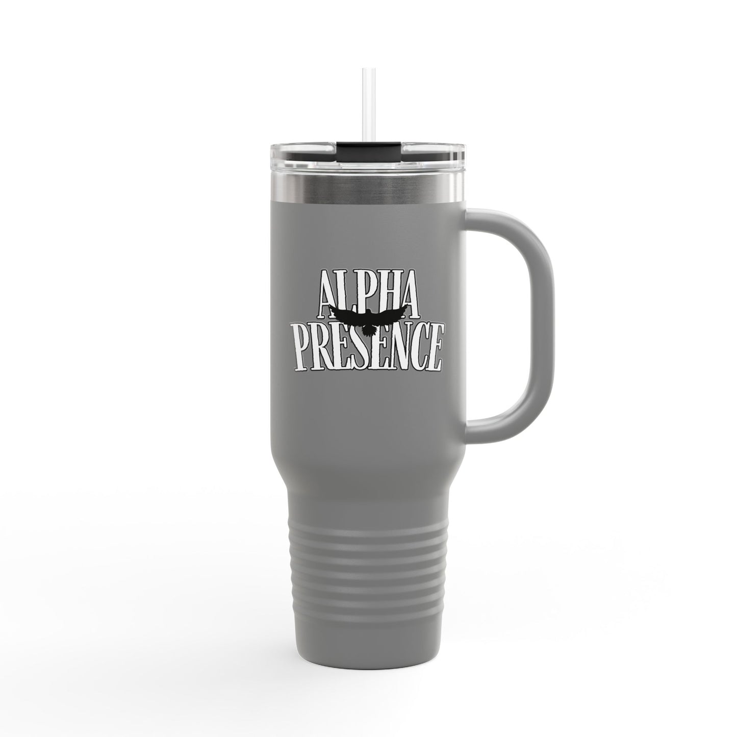 Alpha Presence Insulated Travel Mug 40oz | Coffee Tumbler, Tea Cup, Gift for Him Her, Road Trip Mug, Personalized