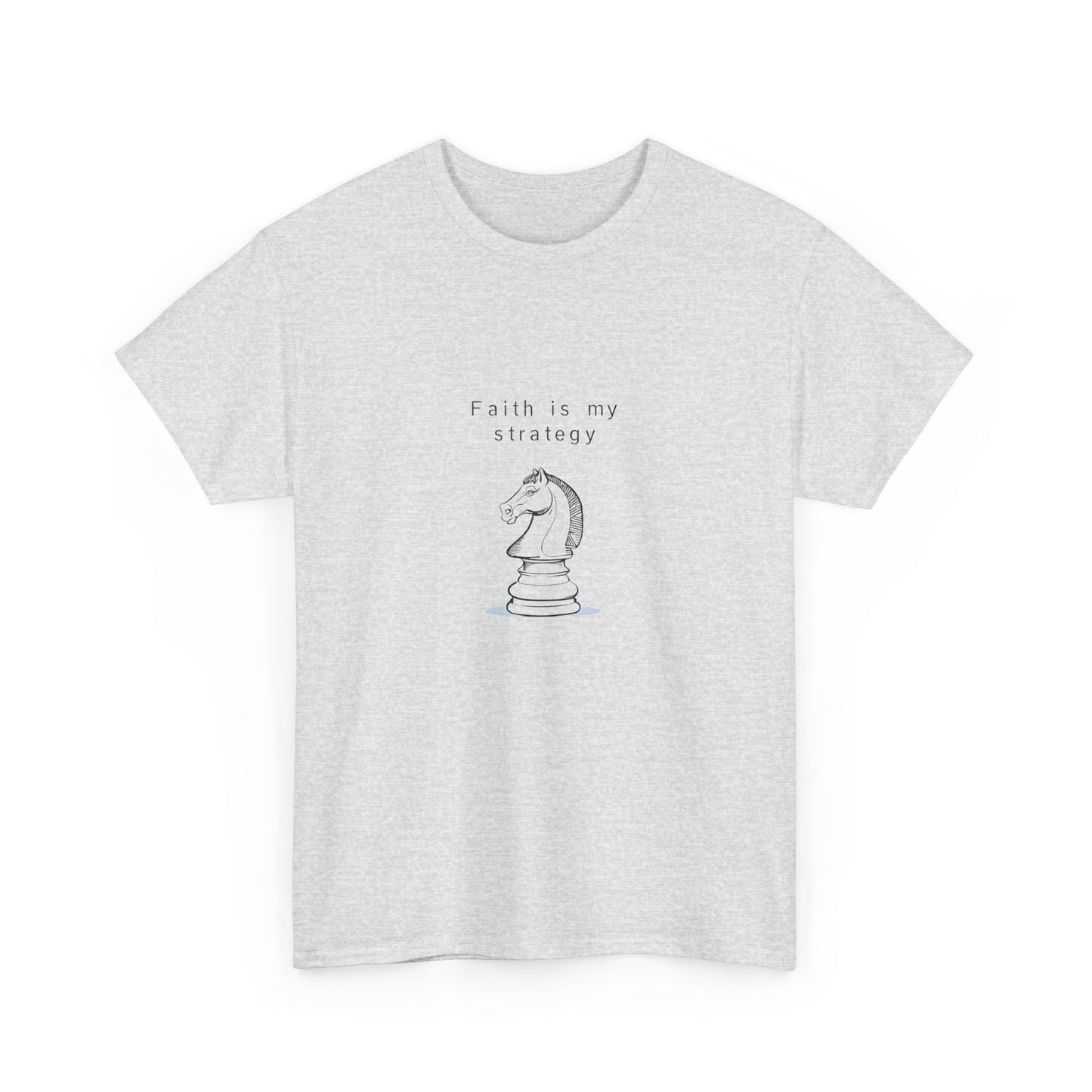 Faith Is My Strategy Heavy Cotton T-Shirt β Knight Chess Piece Design Unisex Tee for Casual & Everyday Wear