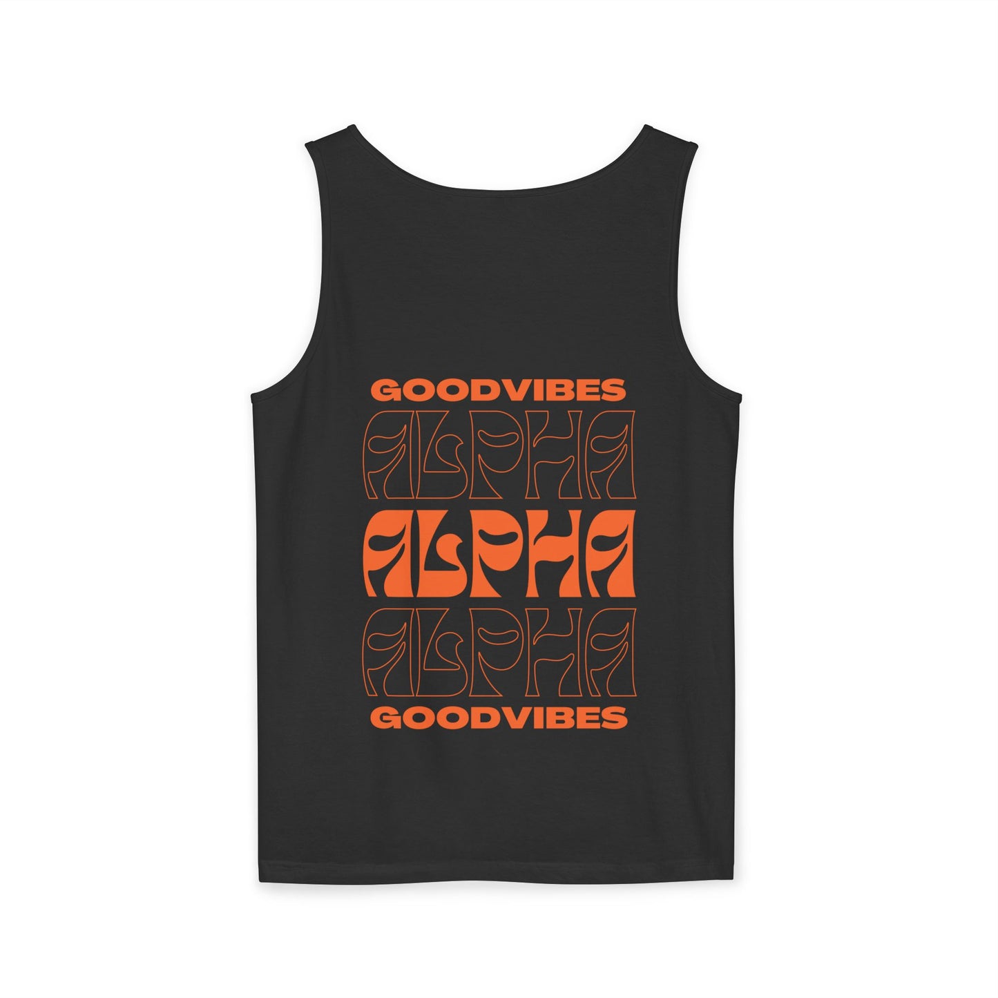 Good Vibes Alpha Orange Unisex Garment-Dyed Tank Top – Summer Style, Casual Wear, Gifts for Him, Athleisure, Relaxed Fit