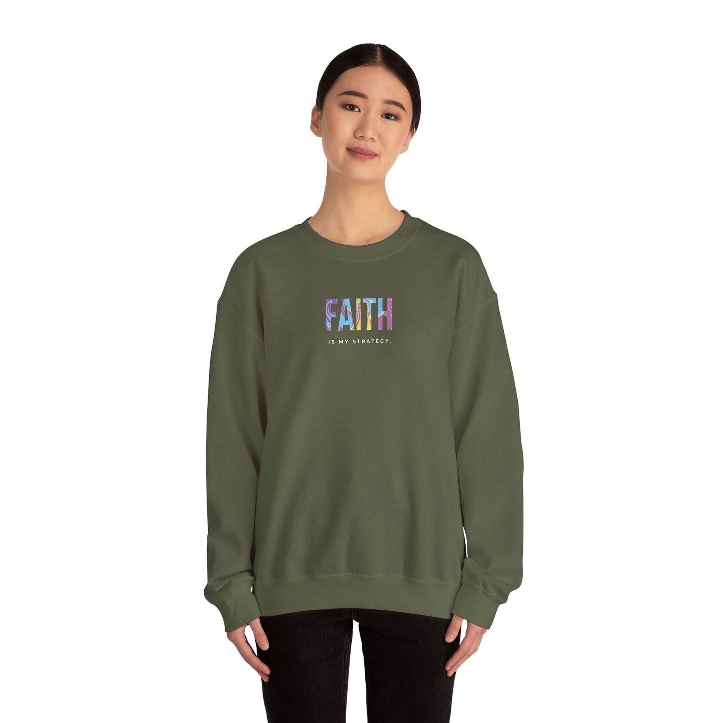 Faith is My Strategy Crewneck Sweatshirt – Soft & Cozy Unisex Pullover for Casual & Streetwear Style