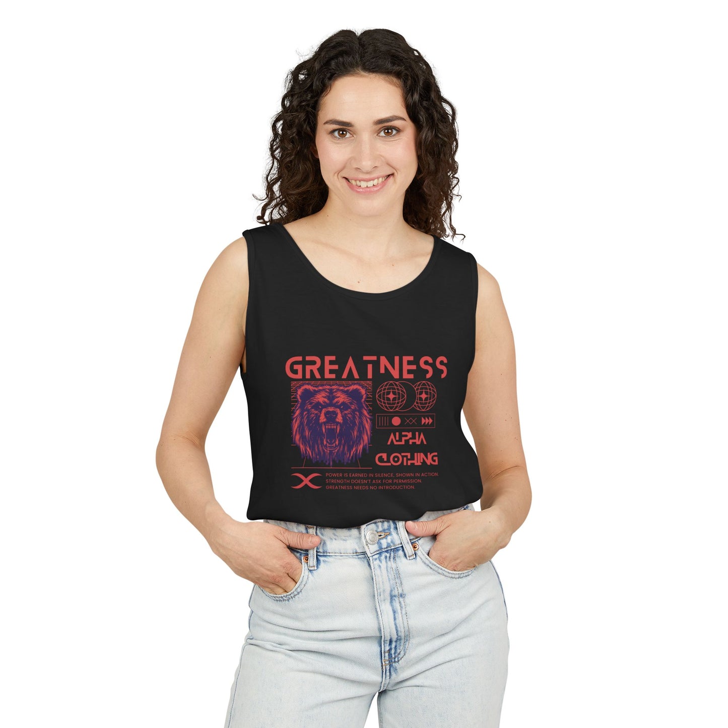 Greatness (Red) Unisex Garment-Dyed Tank Top, Summer Style, Casual Wear, Gifts for Him, Athleisure, Relaxed Fit