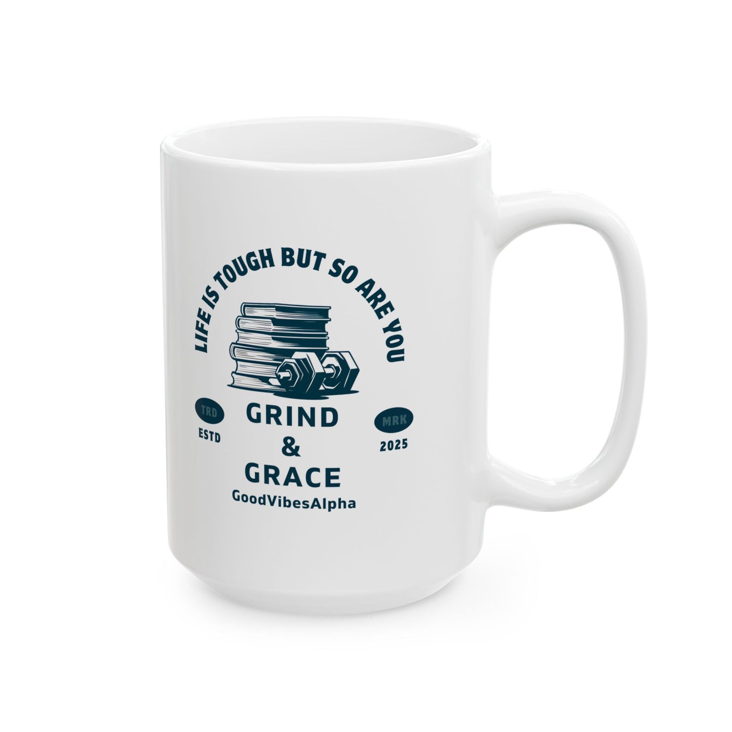 Grind & Grace Ceramic Coffee Mug – 11oz & 15oz, Microwave & Dishwasher Safe