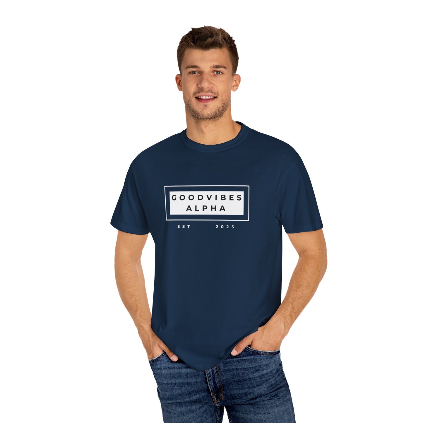 Good Vibes Alpha 25 Unisex Garment-Dyed T-Shirt – Casual Everyday Fit, Streetwear Vibes, Gift for Him or Her, Soft Cotton