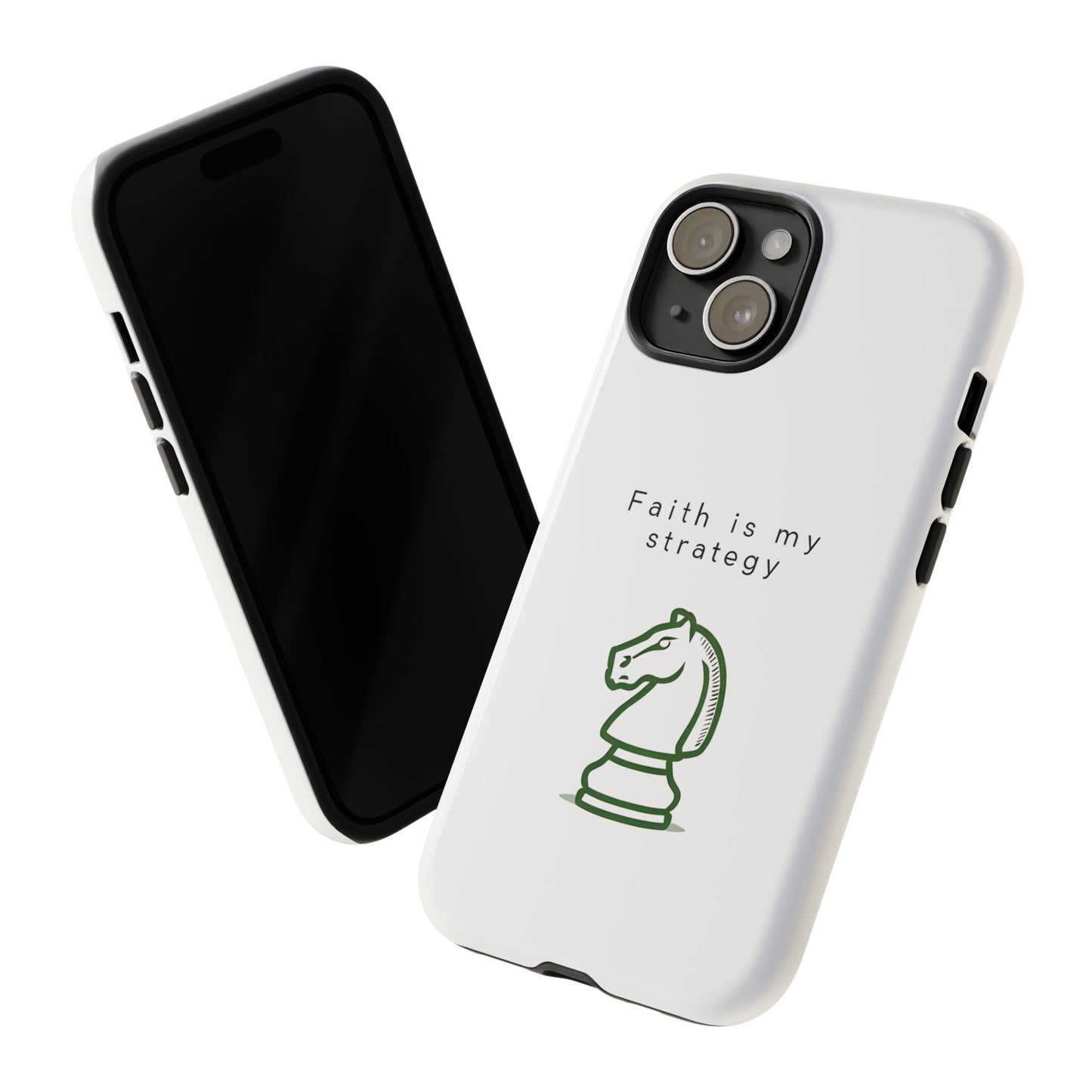 Faith Is My Strategy Phone Case - Knight Chess Piece Design for iPhone 12 to iPhone 16