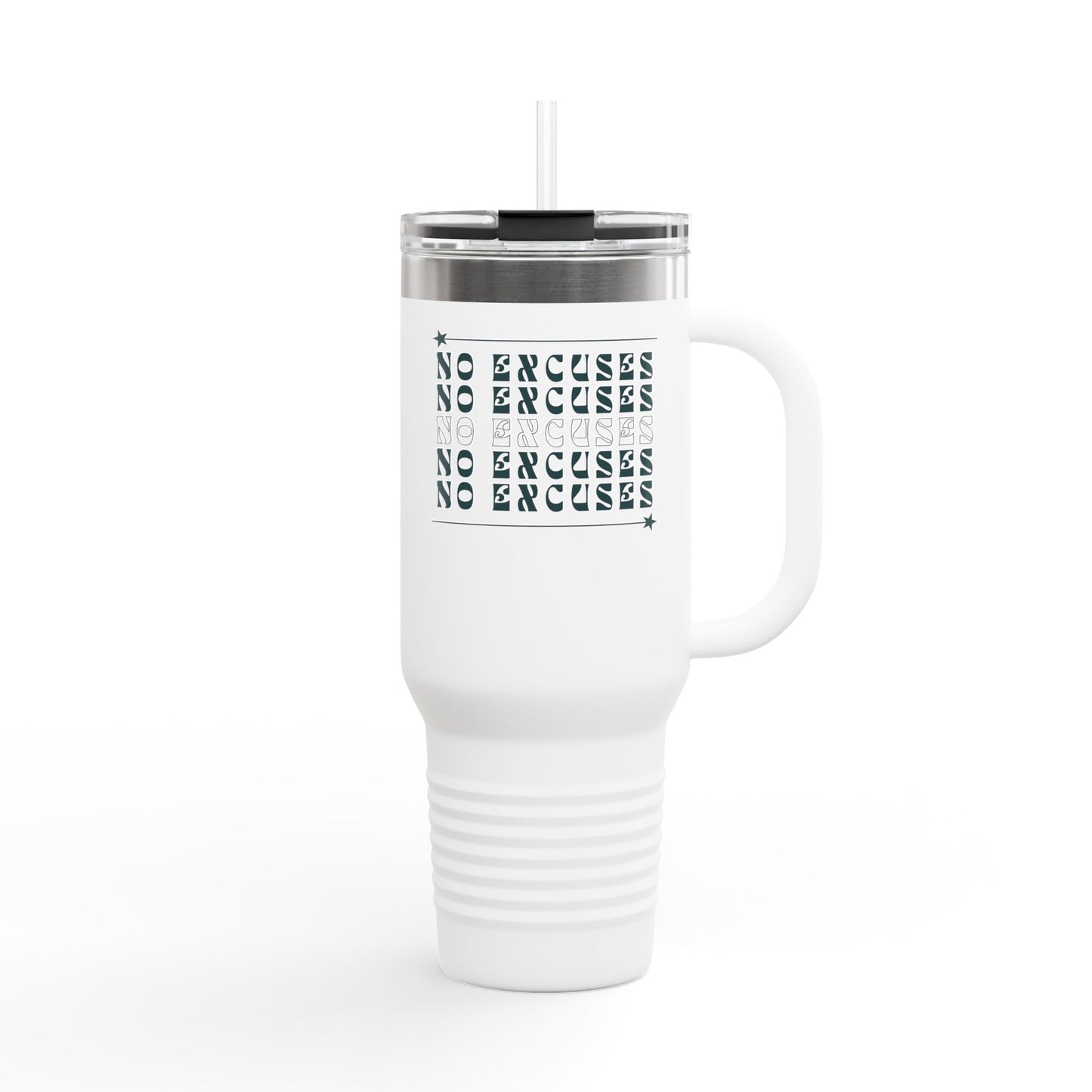 No Excuses Insulated Travel Mug – 40oz Stainless Steel, Leak-Proof & Double-Wall Insulated