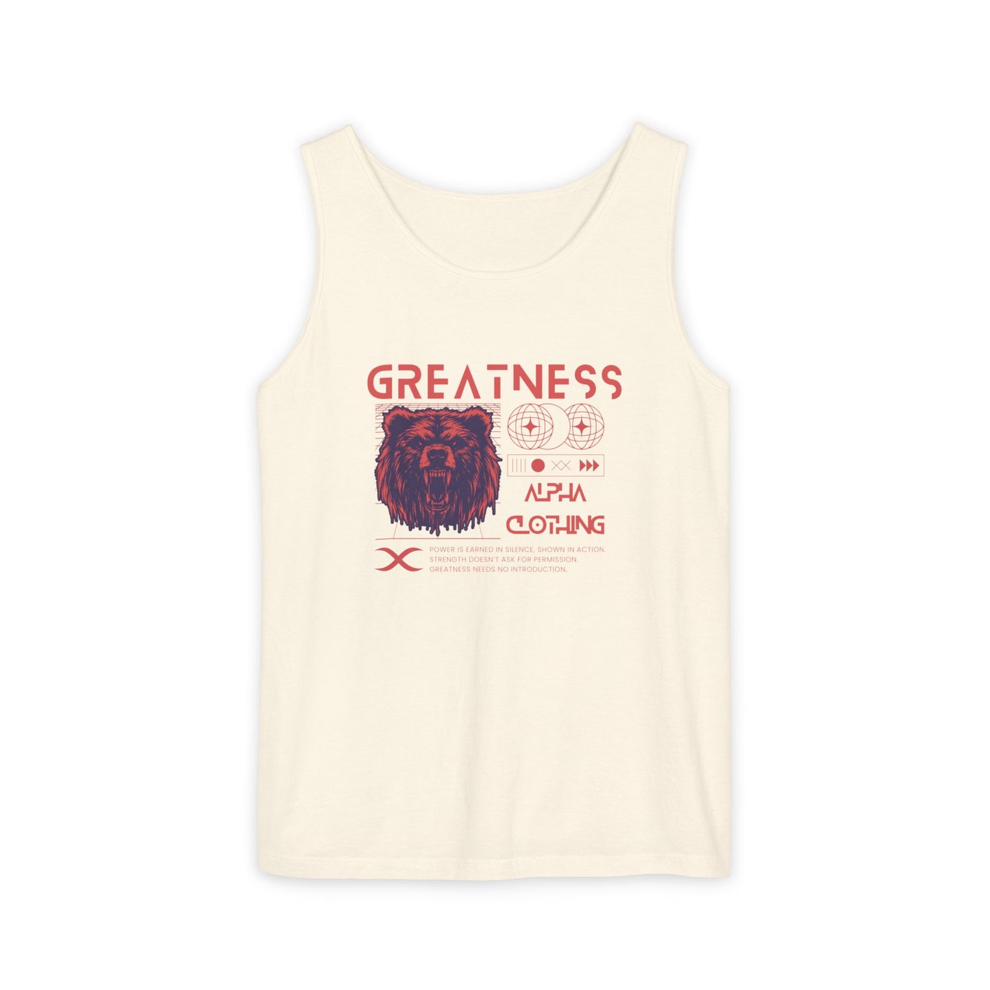 Greatness (Red) Unisex Garment-Dyed Tank Top, Summer Style, Casual Wear, Gifts for Him, Athleisure, Relaxed Fit