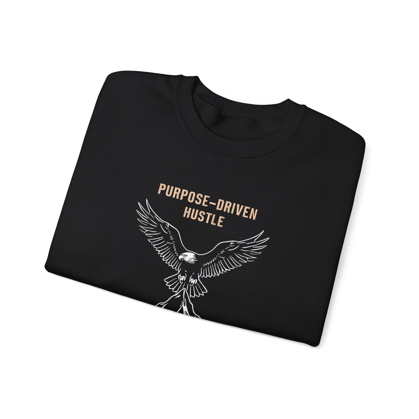 Purpose-Driven Hustle Crewneck Sweatshirt – Eagle on Summit Design, Heavyweight Cotton Blend, Durable & Warm Fleece