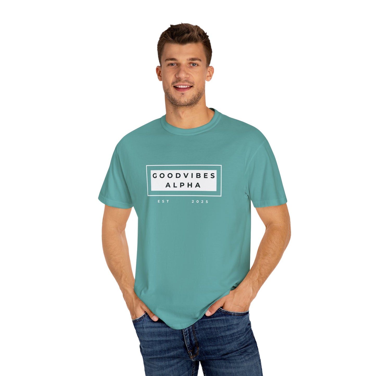 Good Vibes Alpha 25 Unisex Garment-Dyed T-Shirt – Casual Everyday Fit, Streetwear Vibes, Gift for Him or Her, Soft Cotton