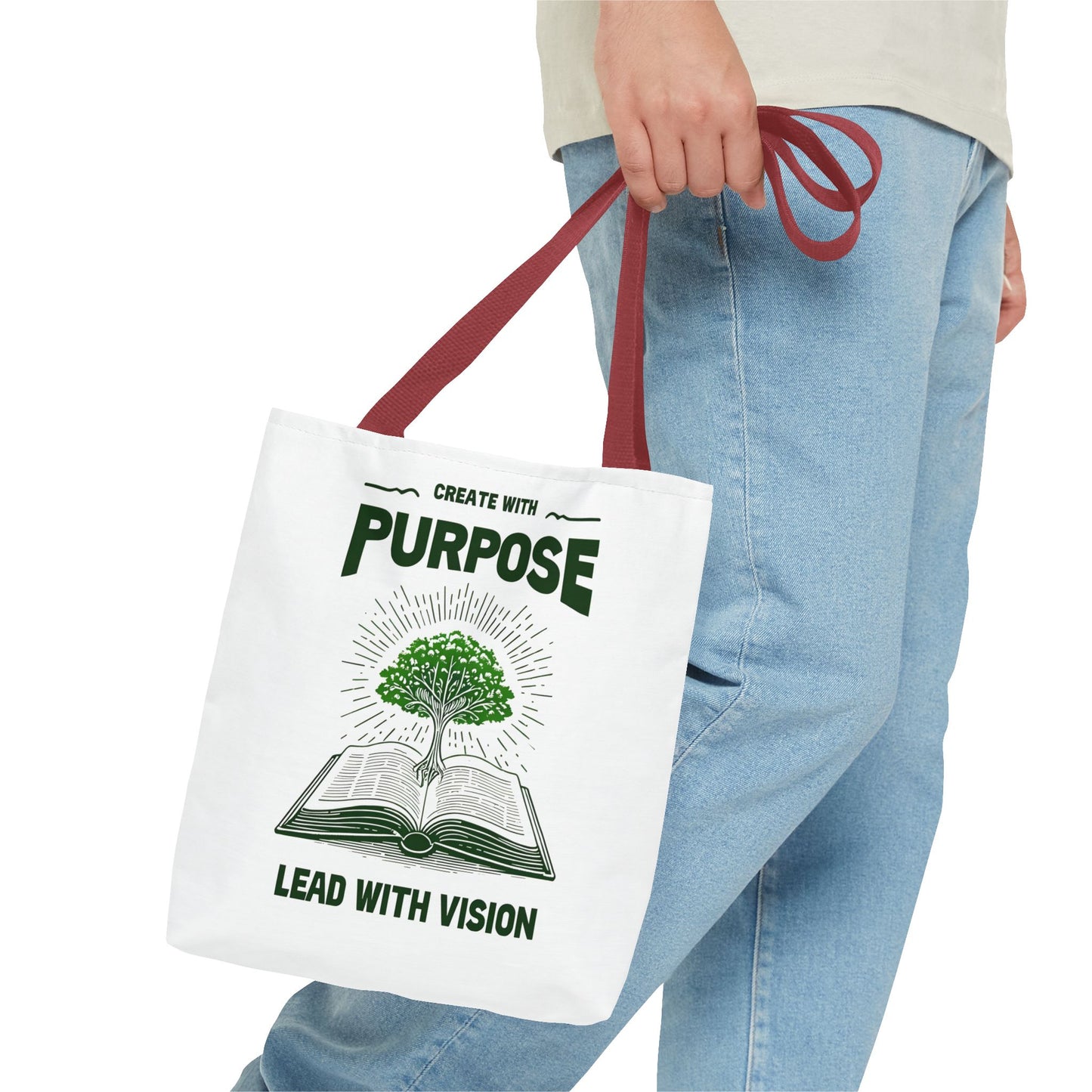 Create With Purpose Tote Bag β Durable Canvas Bag with Inspirational Tree and Vision Design for Everyday Use