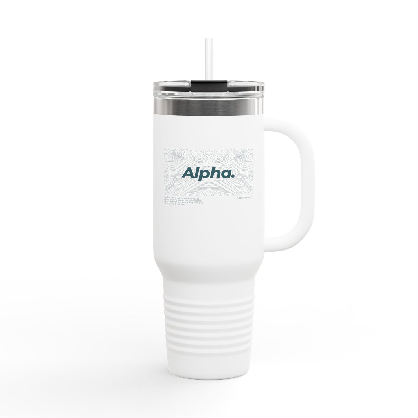 Alpha Waves (Teal) Insulated Travel Mug 40oz | Coffee Tumbler, Tea Cup, Gift for Him Her, Road Trip Mug, Personalized