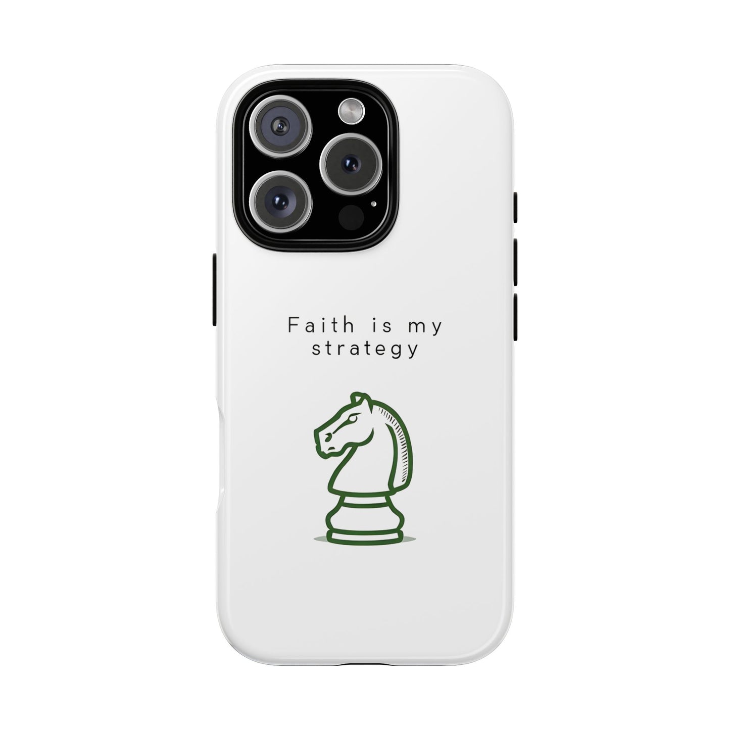 Faith Is My Strategy Phone Case - Knight Chess Piece Design for iPhone 12 to iPhone 16