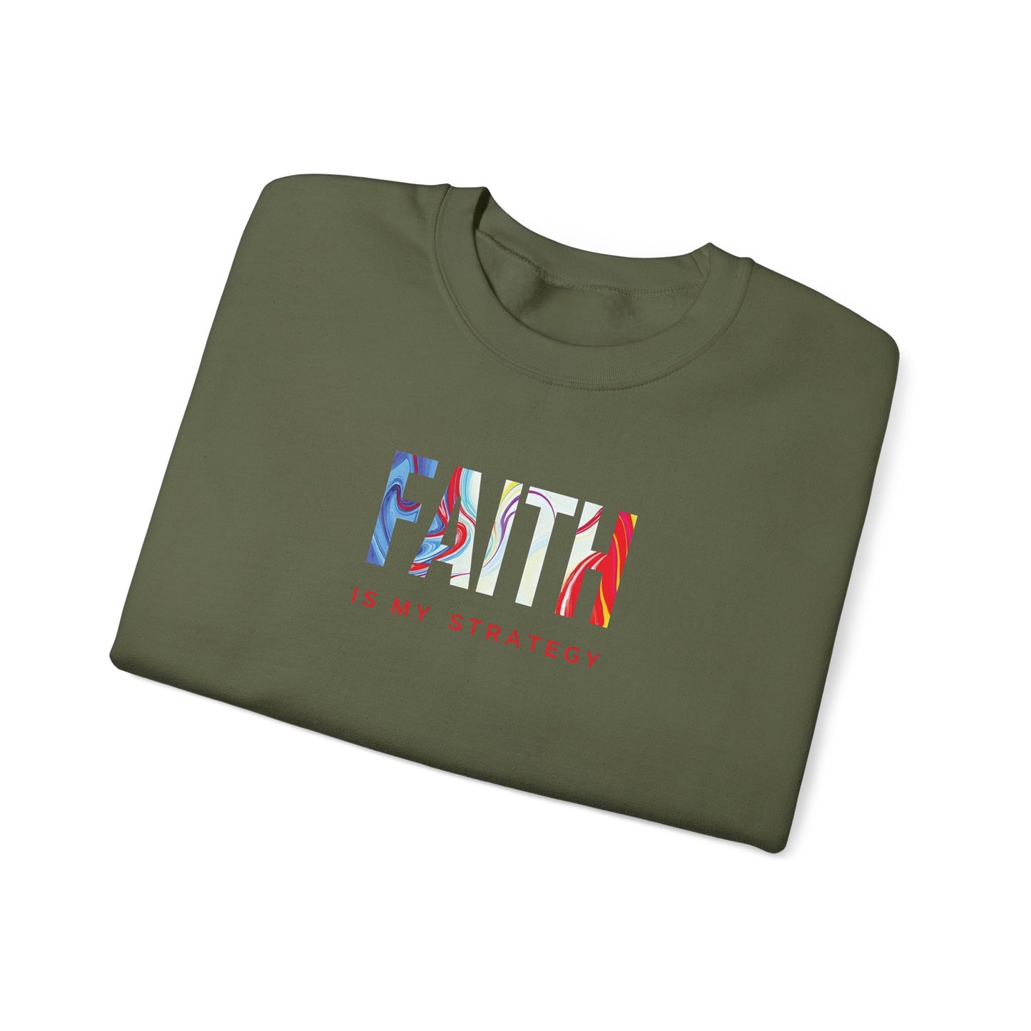 Faith Is My Strategy Crewneck Sweatshirt – Soft & Cozy Unisex Pullover with Inspirational Design for Casual & Everyday Wear