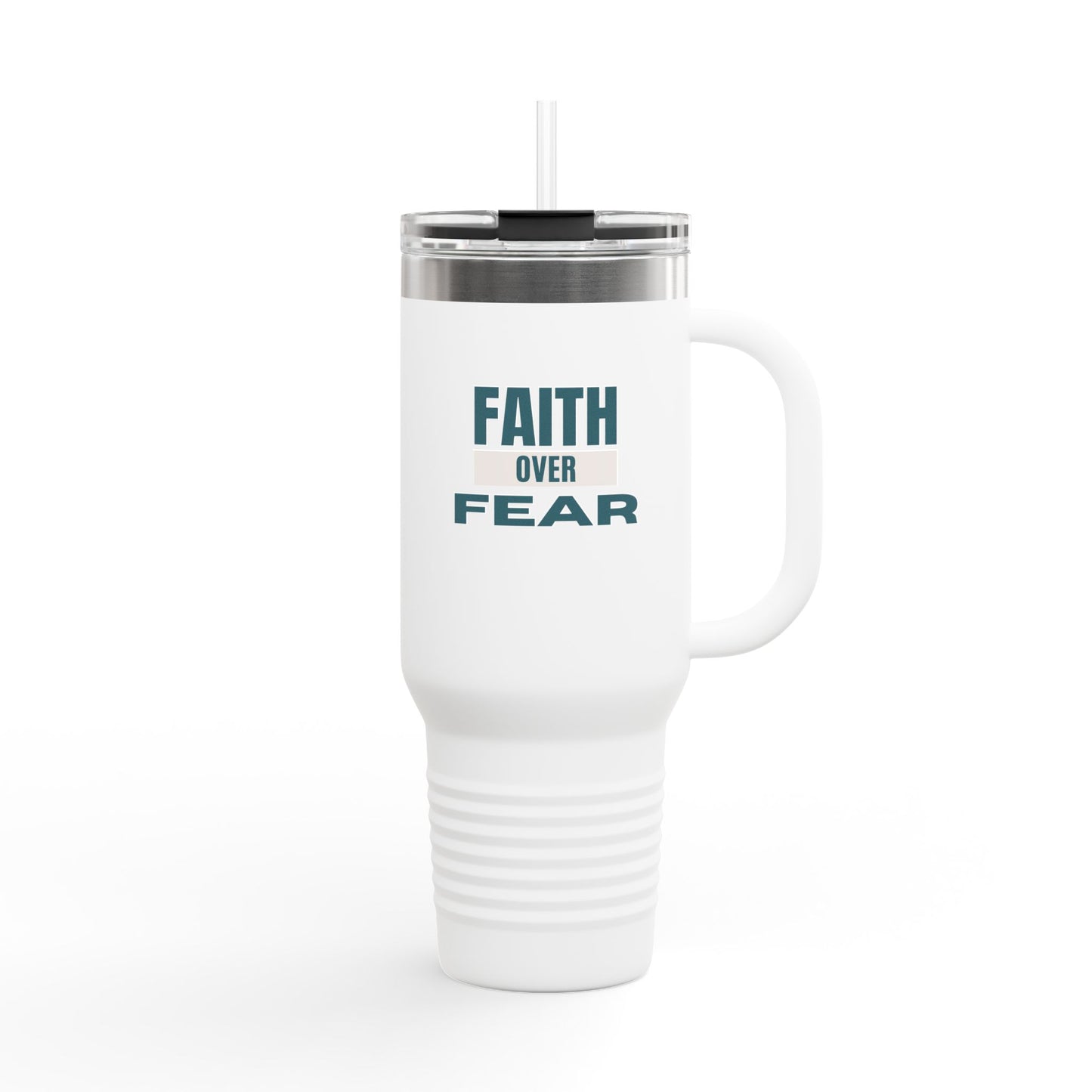 Faith Over Fear Insulated Travel Mug – 40oz Stainless Steel, Leak-Proof & Double-Wall Insulated