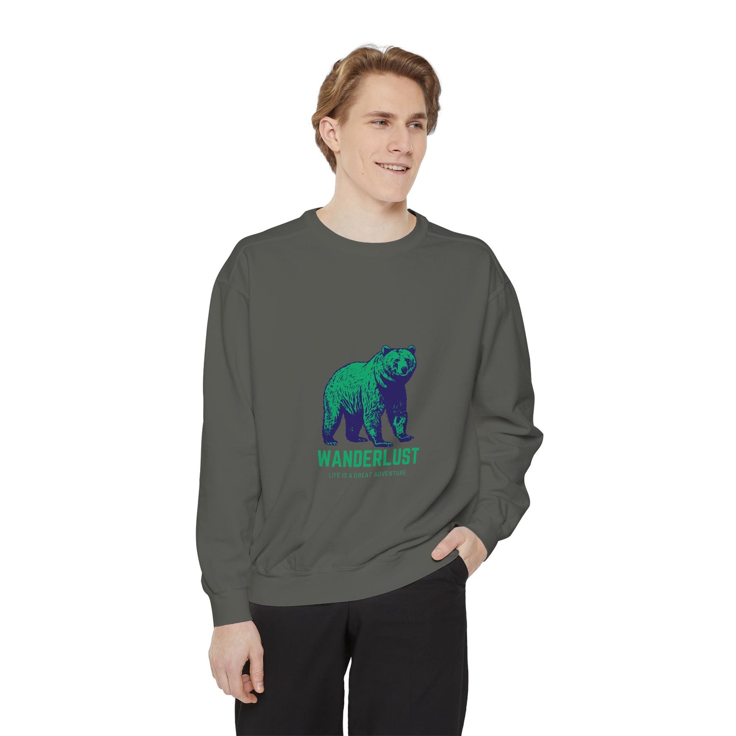 Wanderlust (Green) Unisex Heavyweight Sweatshirt , Soft, Warm & Durable for Everyday Comfort