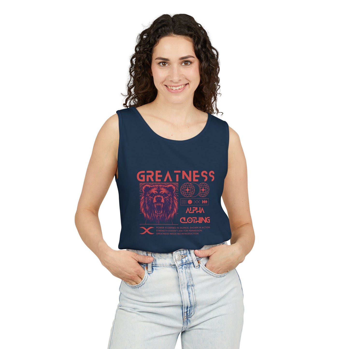 Greatness (Red) Unisex Garment-Dyed Tank Top, Summer Style, Casual Wear, Gifts for Him, Athleisure, Relaxed Fit