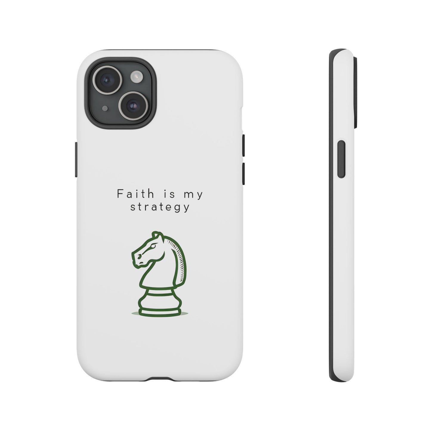 Faith Is My Strategy Phone Case - Knight Chess Piece Design for iPhone 12 to iPhone 16