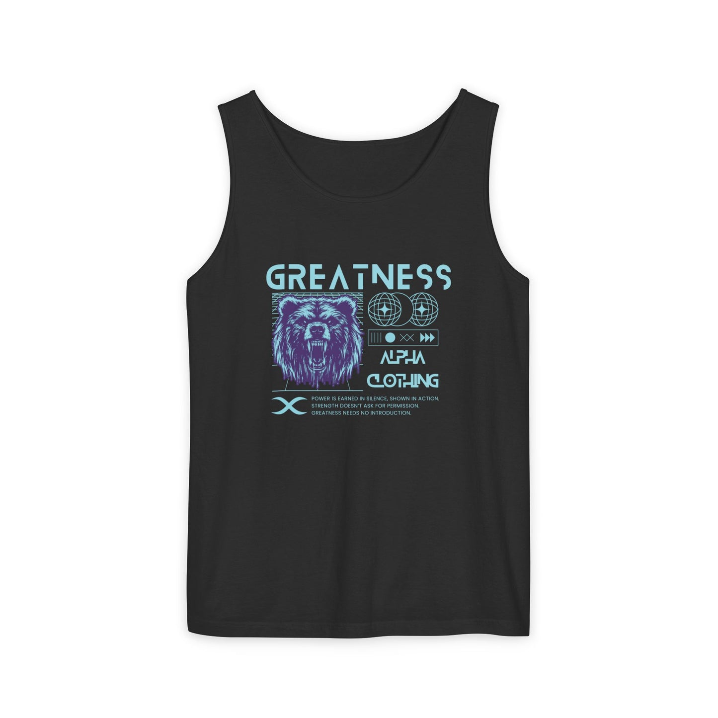 Greatness (Aqua) Unisex Garment-Dyed Tank Top, Summer Style, Casual Wear, Gifts for Him, Athleisure, Relaxed Fit