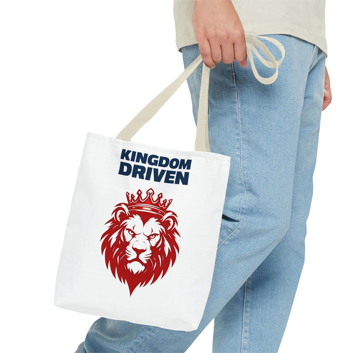 Kingdom Driven Lion Tote Bag β Durable Canvas Bag with Inspirational Design for Everyday Use