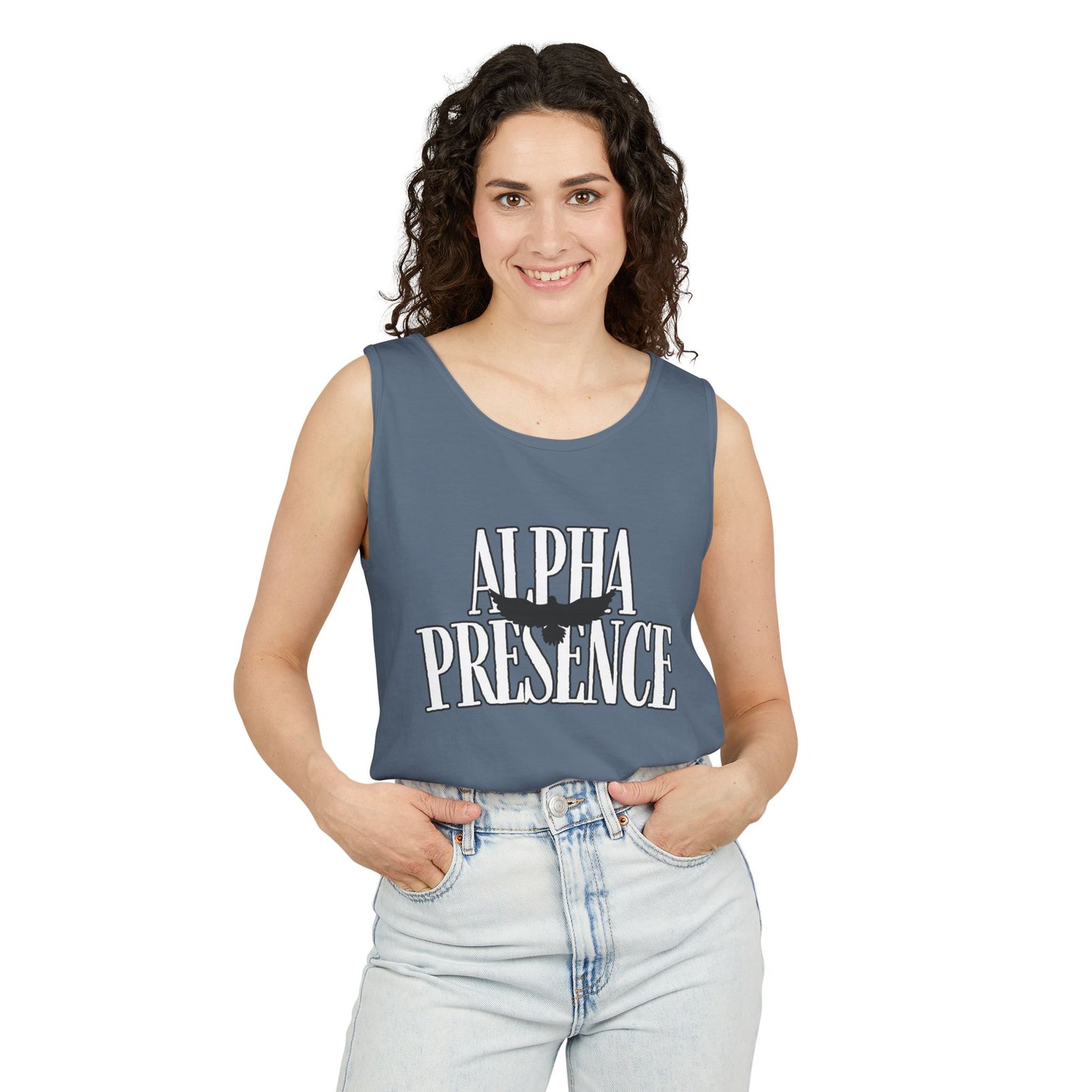 Alpha Presence Unisex Garment-Dyed Tank Top – Summer Style, Casual Wear, Gifts for Him, Athleisure, Relaxed Fit