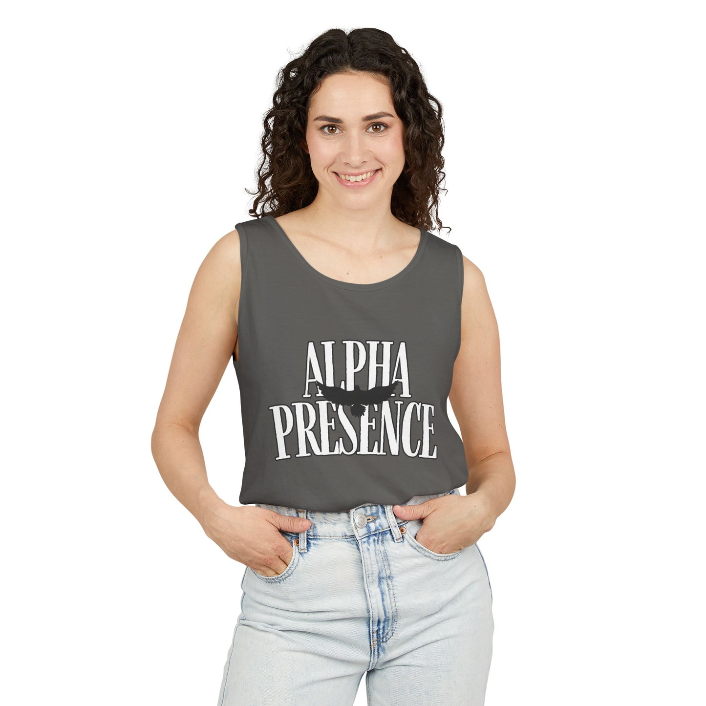 Alpha Presence Unisex Garment-Dyed Tank Top – Summer Style, Casual Wear, Gifts for Him, Athleisure, Relaxed Fit