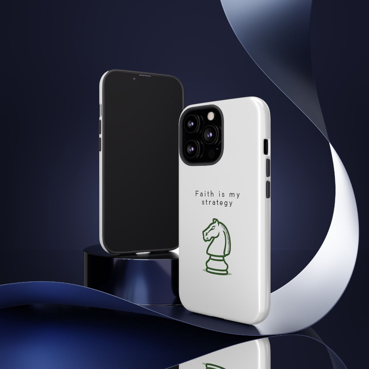 Faith Is My Strategy Phone Case - Knight Chess Piece Design for iPhone 12 to iPhone 16