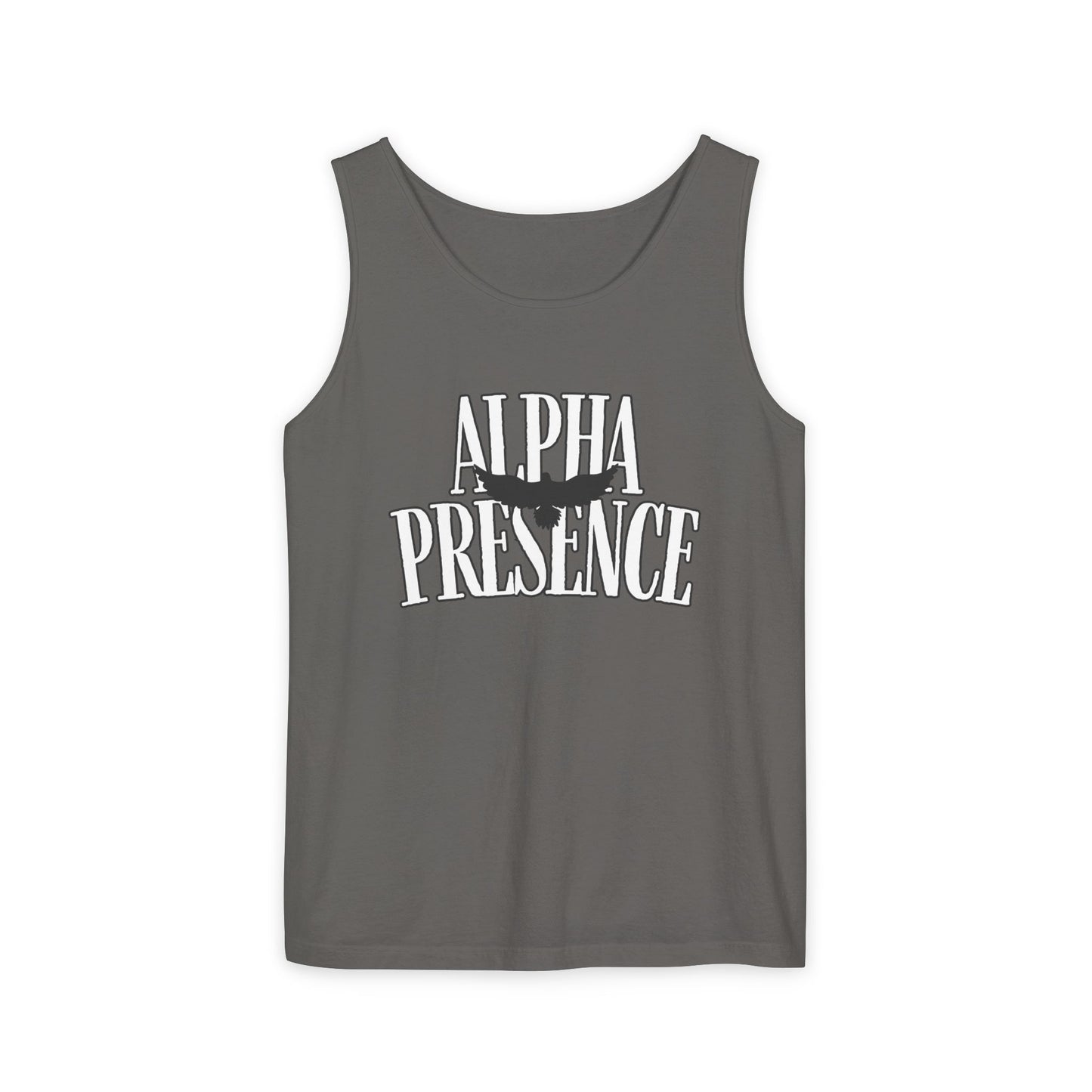 Alpha Presence Unisex Garment-Dyed Tank Top – Summer Style, Casual Wear, Gifts for Him, Athleisure, Relaxed Fit