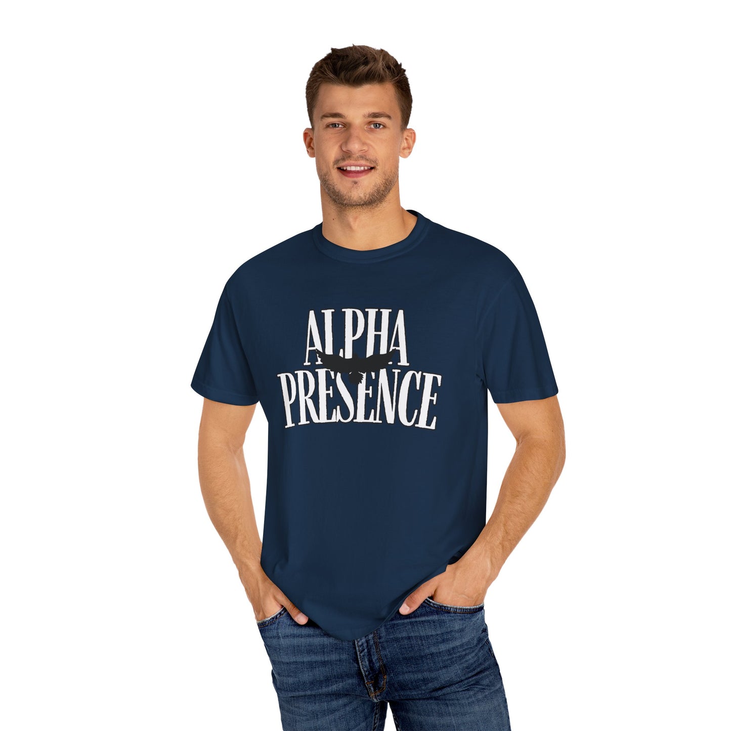 Alpha Presence Unisex Garment-Dyed T-Shirt – Casual Everyday Fit, Streetwear Vibes, Gift for Him or Her, Soft Cotton