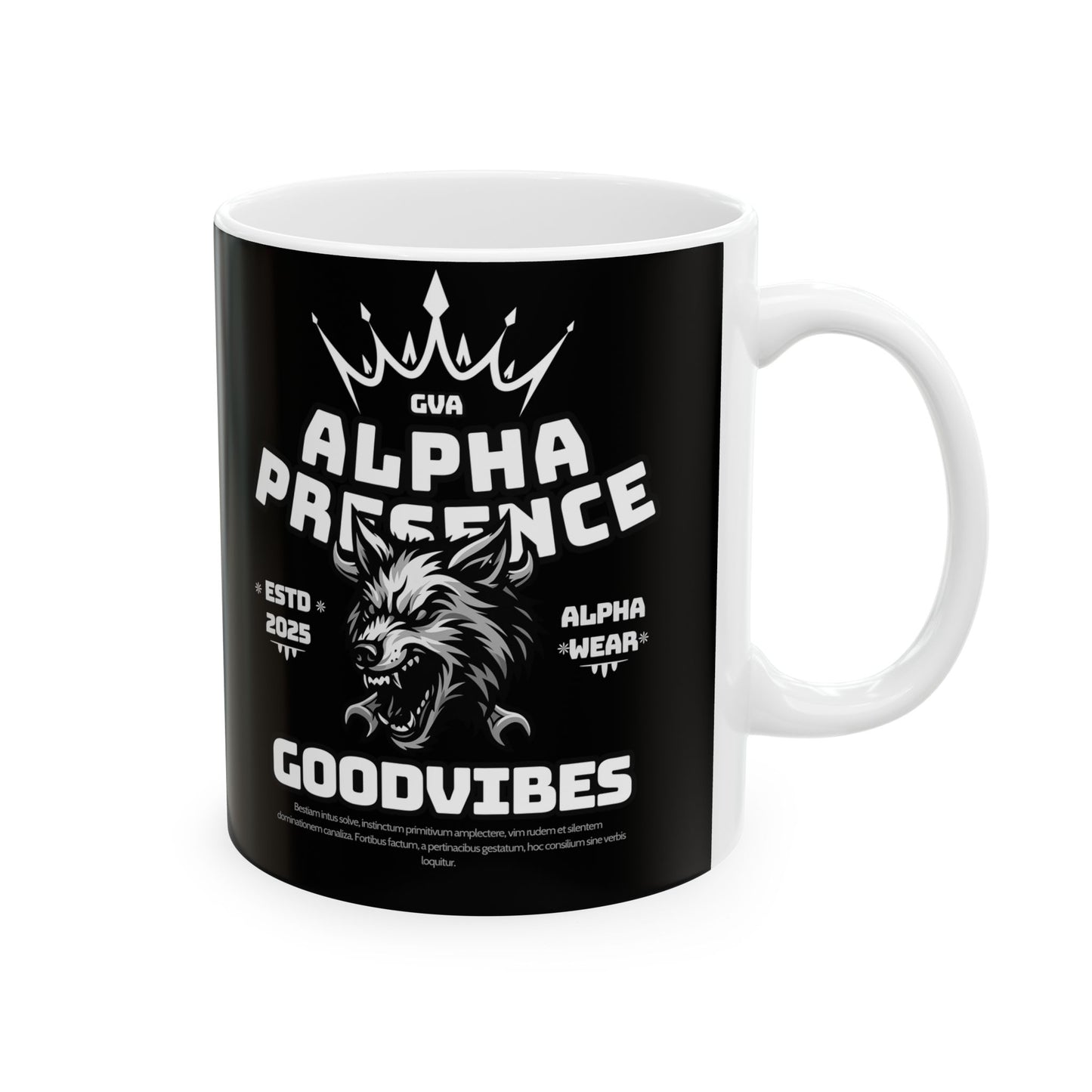 Ceramic Coffee Mug, Alpha Presence (Wolf) | Gift for Coffee Lovers, Office Decor,