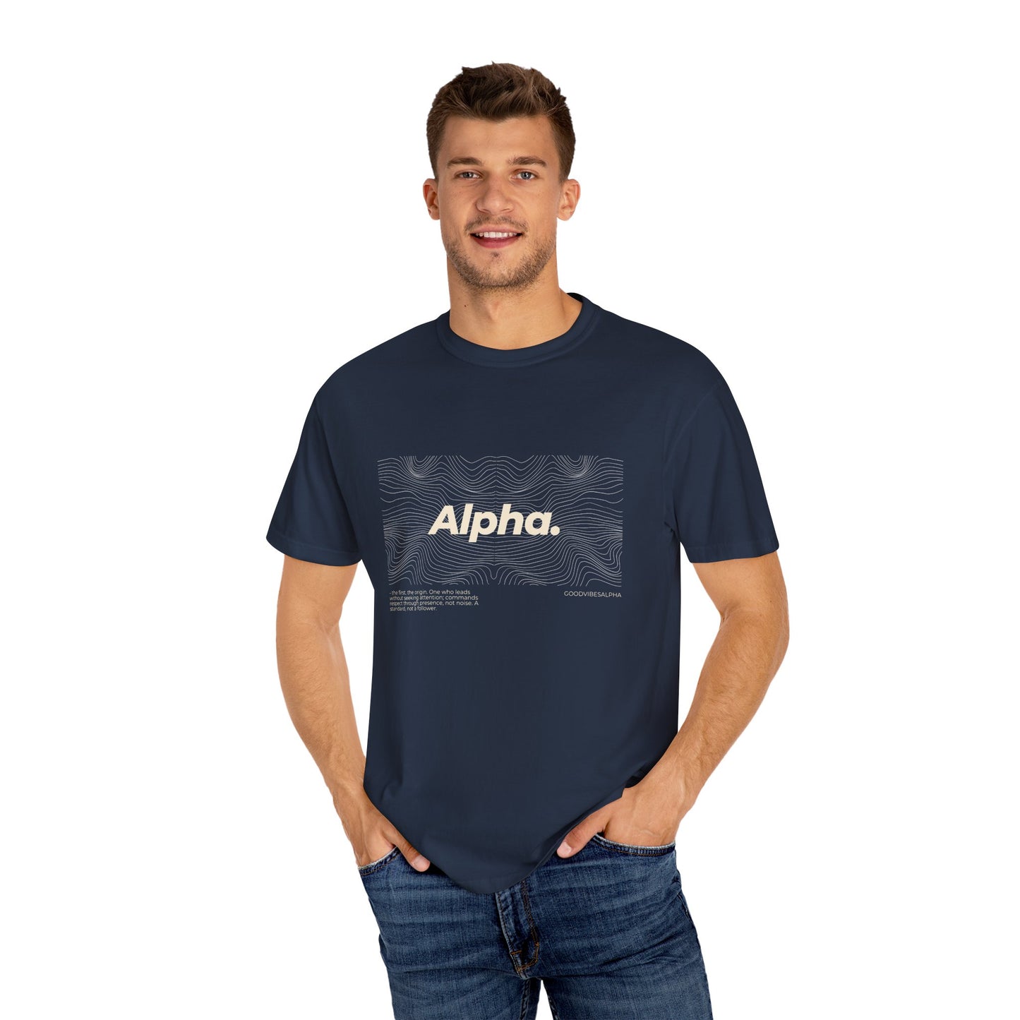 Alpha Waves (Ivory) Garment-Dyed T-Shirt – Streetwear-Inspired Casual Tee, Soft Fit, Everyday Outfit, Gift for Him or Her