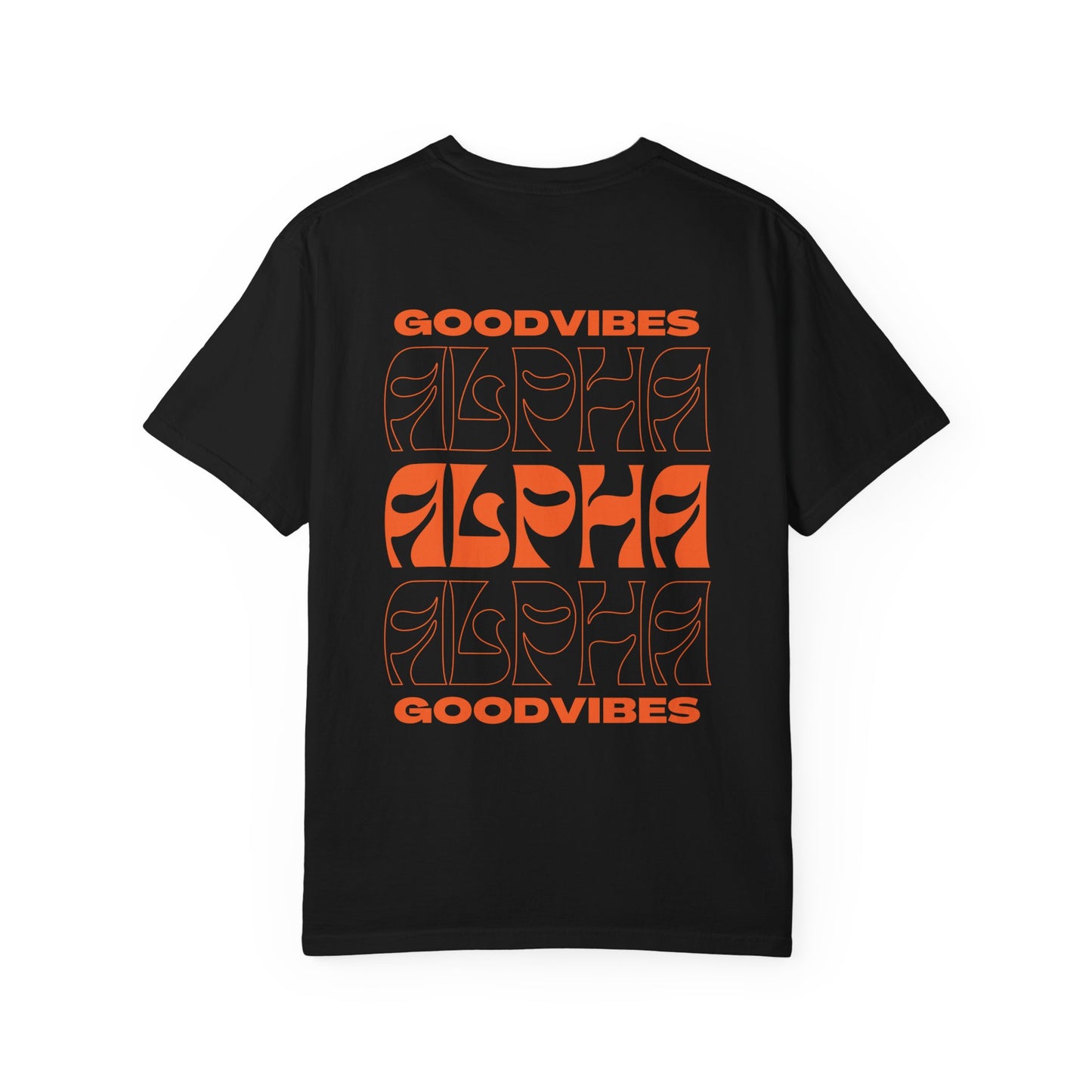 Good Vibes Alpha Orange Unisex Garment-Dyed T-Shirt – Casual Everyday Fit, Streetwear Vibes, Soft Cotton