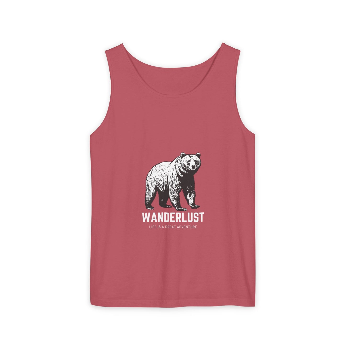 Wanderlust (Black) Unisex Garment-Dyed Tank Top, Summer Style, Casual Wear, Gifts for Him, Athleisure, Relaxed Fit
