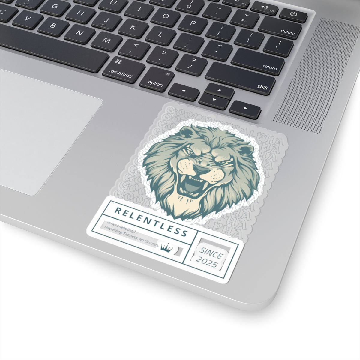 Relentless Sticker – Durable Kiss-Cut, Glossy Finish, Scratch-Resistant