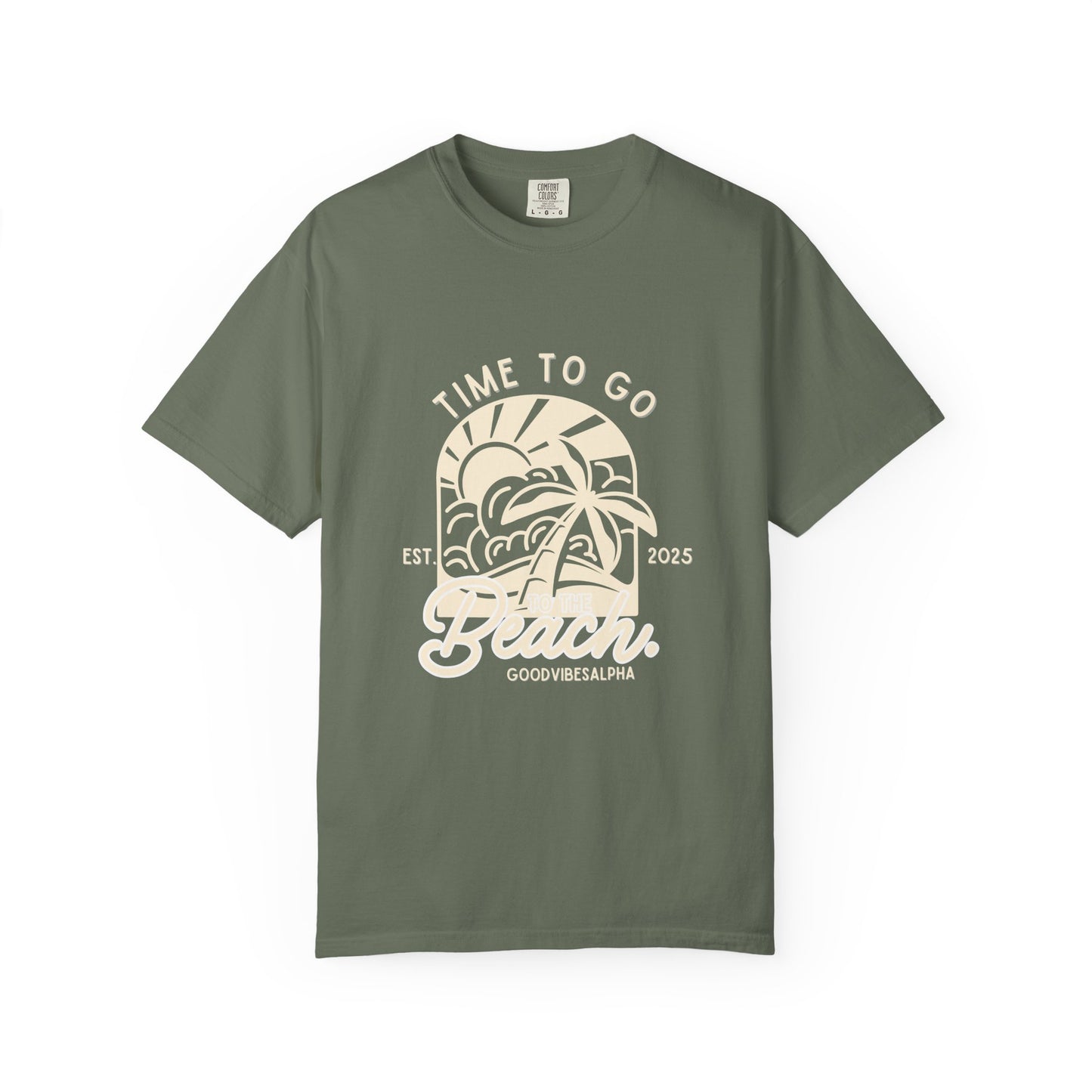 Beach Time Unisex T-Shirt – Garment-Dyed Retro Tee for Summer Trips, Vacations, Casual Wear, Travel Outfit