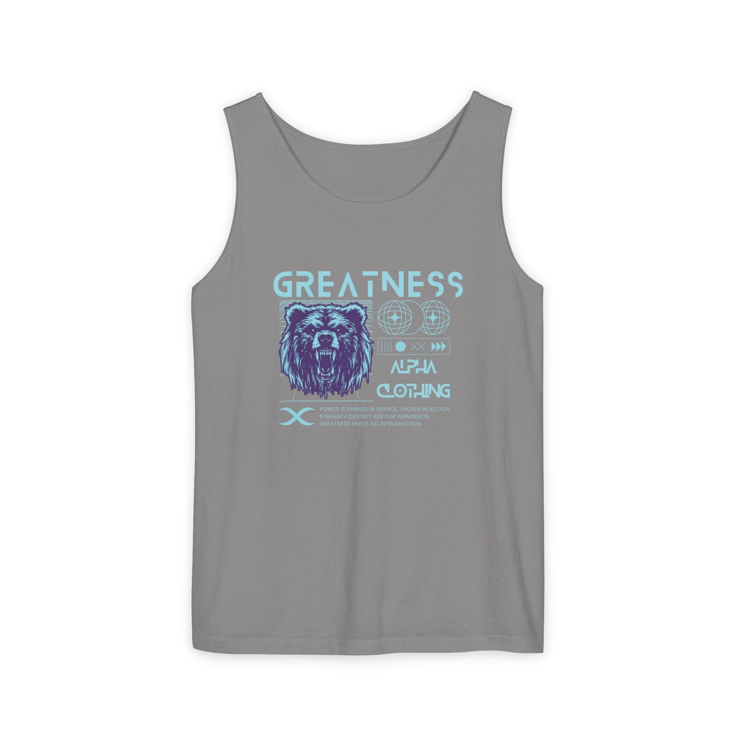 Greatness (Aqua) Unisex Garment-Dyed Tank Top, Summer Style, Casual Wear, Gifts for Him, Athleisure, Relaxed Fit