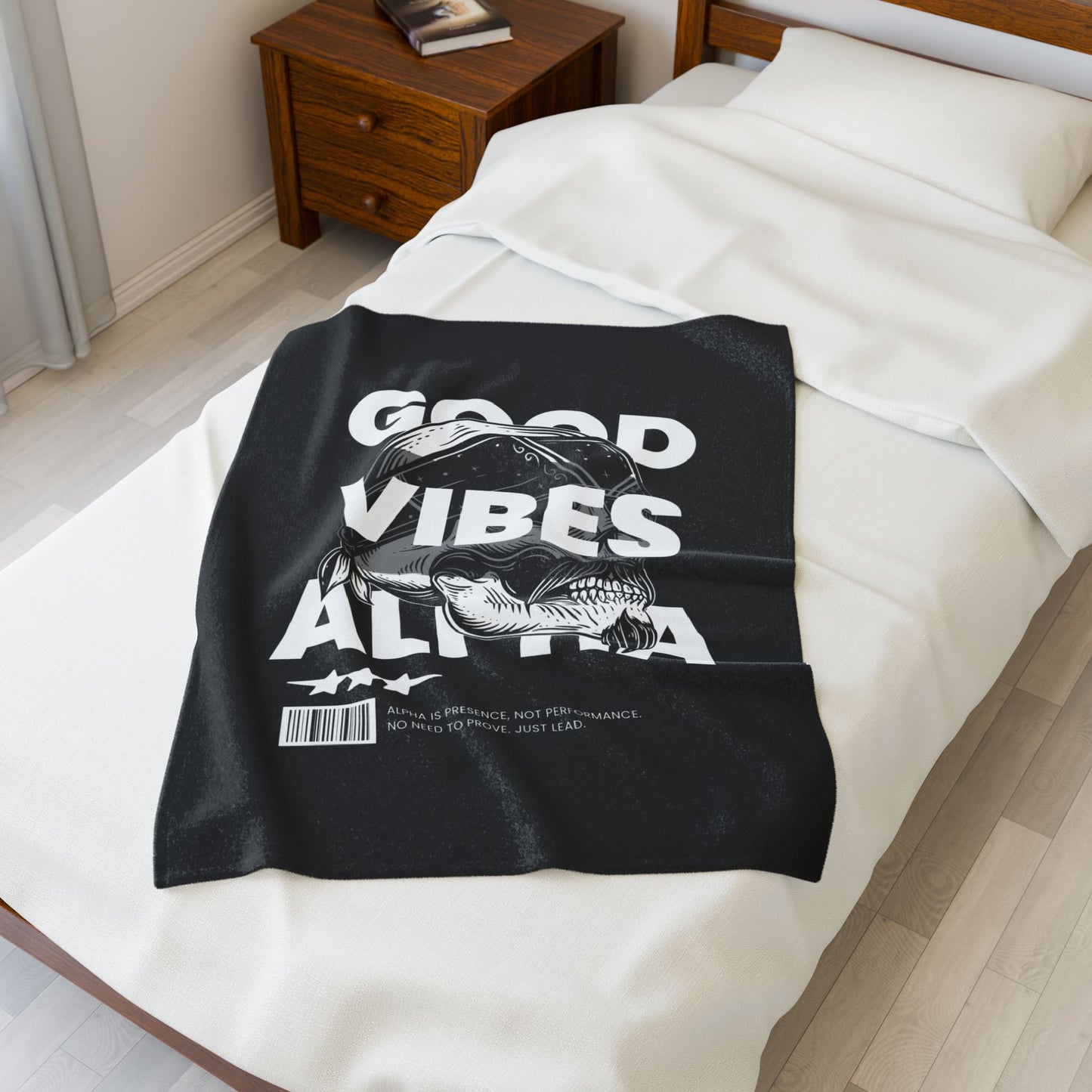Good Vibes Alpha Presence Plush Blanket | Cozy Home Decor, Relaxation Blanket