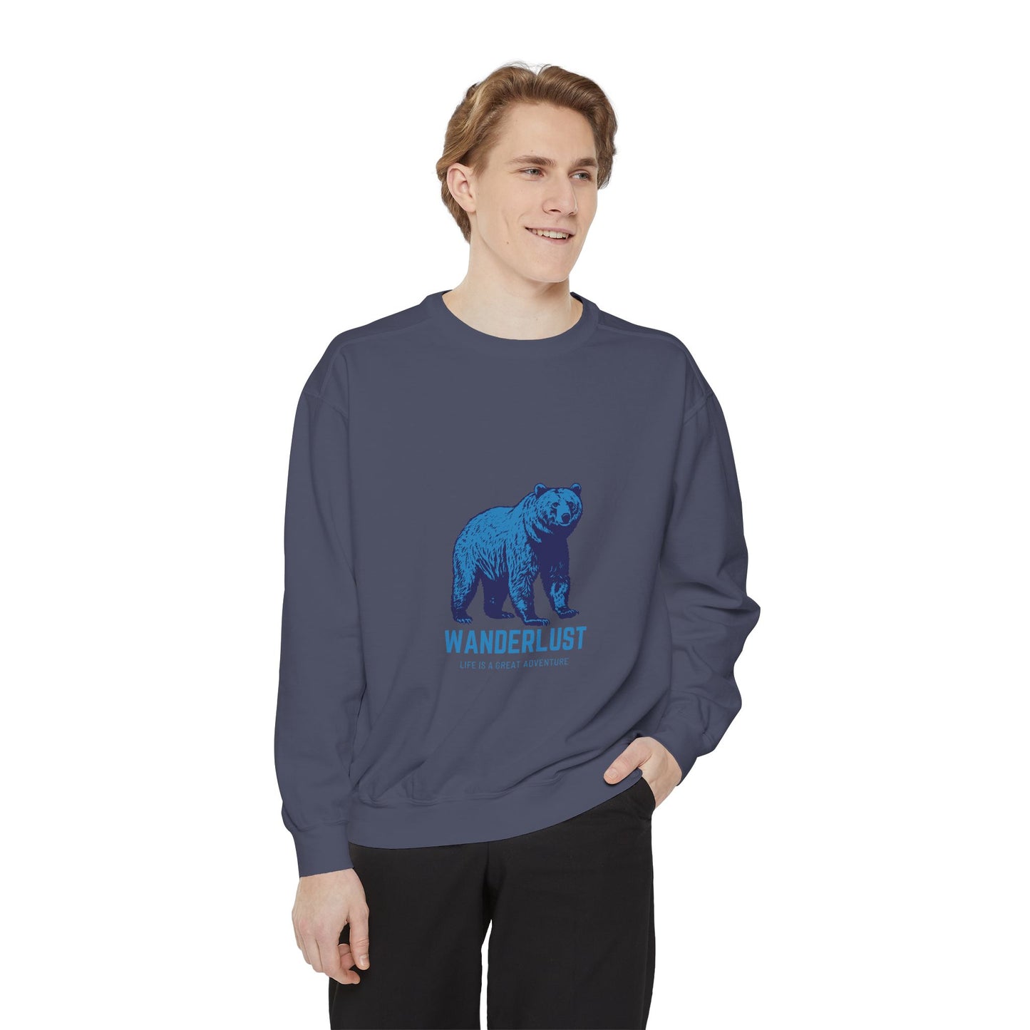 Wanderlust (Blue) Unisex Heavyweight Sweatshirt , Soft, Warm & Durable for Everyday Comfort