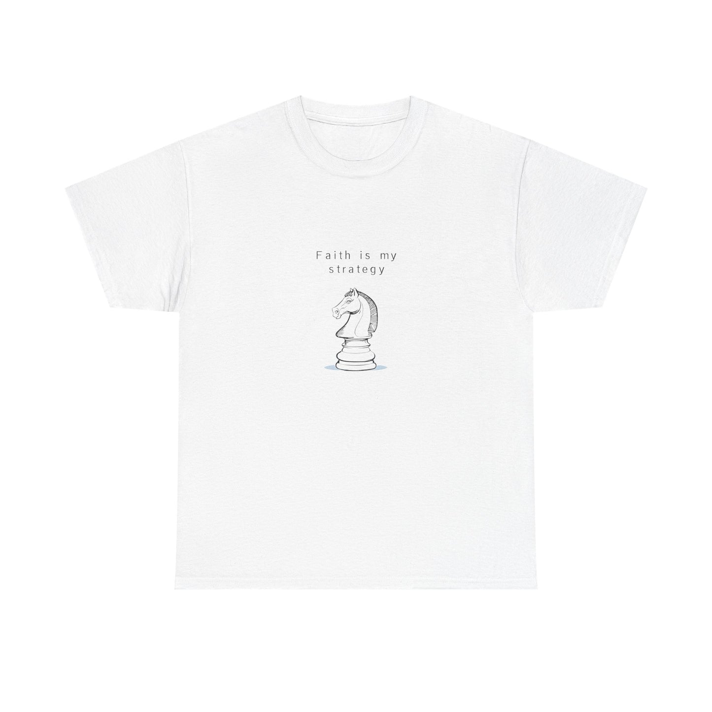 Faith Is My Strategy Heavy Cotton T-Shirt β Knight Chess Piece Design Unisex Tee for Casual & Everyday Wear