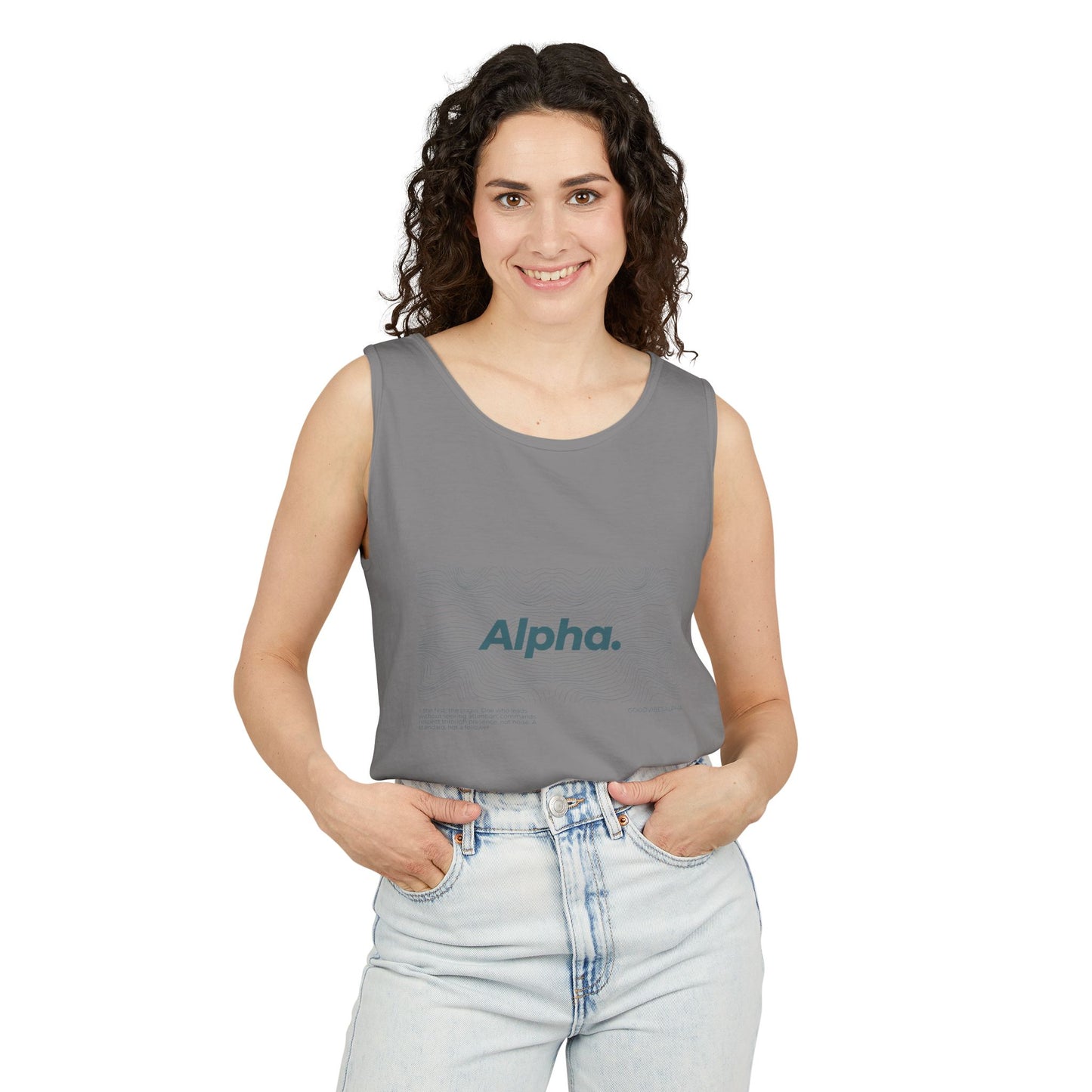 Alpha Waves Unisex Garment-Dyed Tank Top – Summer Fit for Beach Days, Relaxed Casual Wear, Travel Outfit