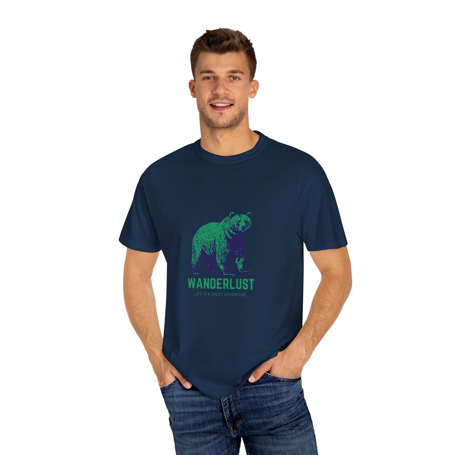 Wanderlust (Green) Unisex Garment-Dyed T-Shirt – Soft, Durable & Comfortable Everyday Wear