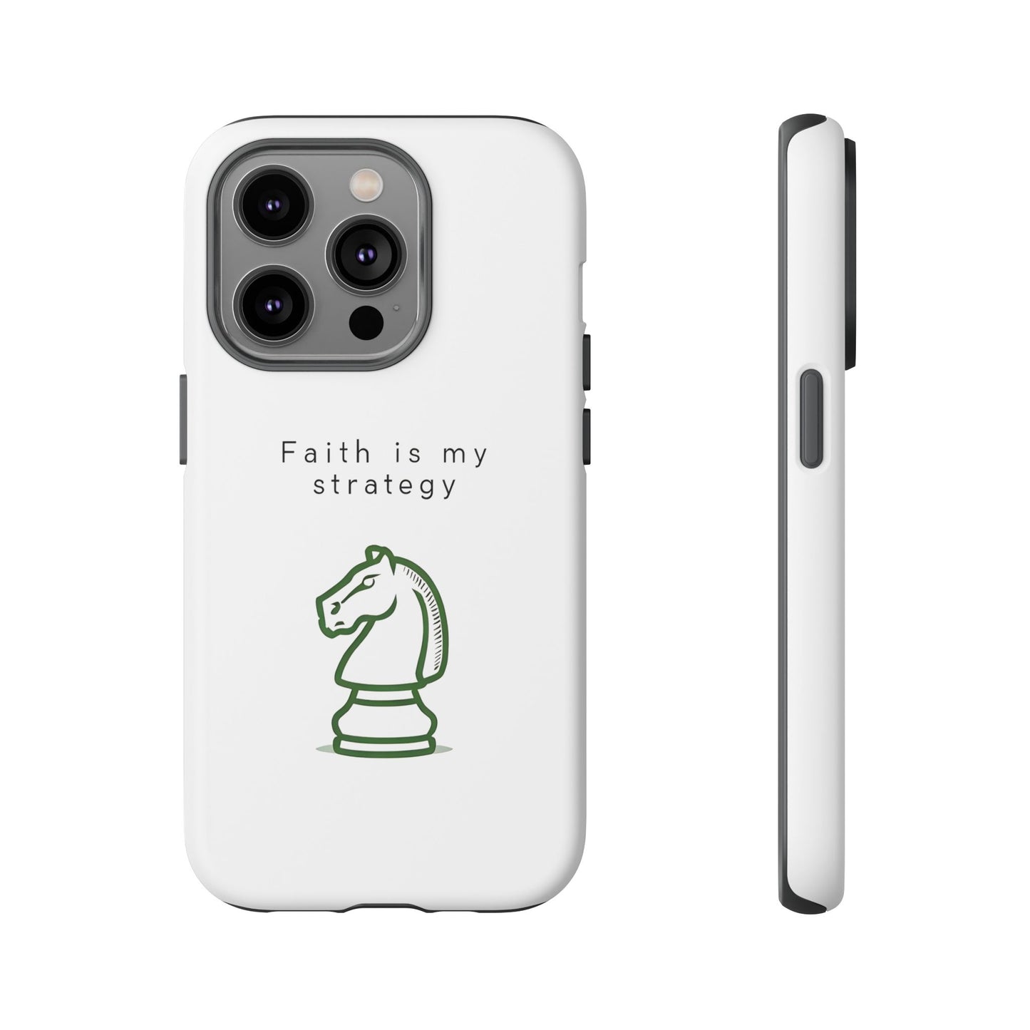 Faith Is My Strategy Phone Case - Knight Chess Piece Design for iPhone 12 to iPhone 16