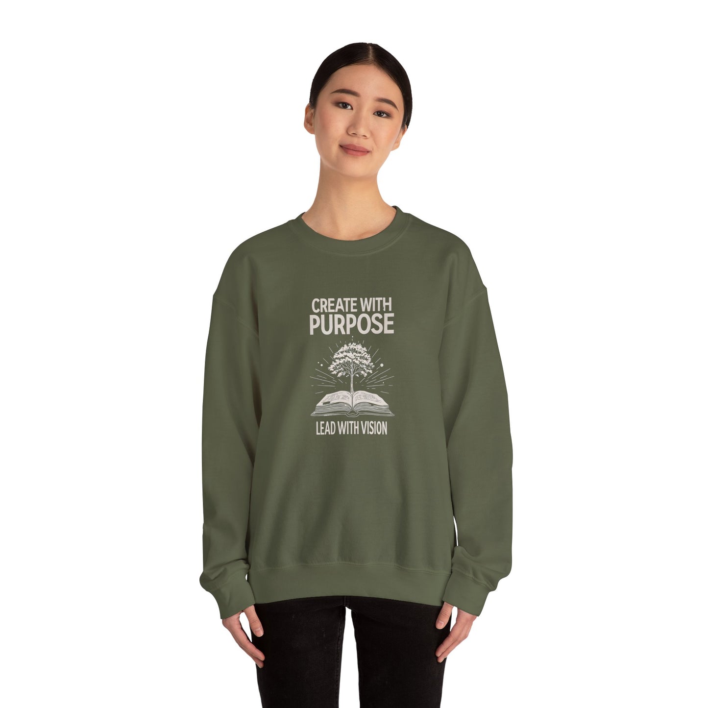 Create with Purpose Crewneck Sweatshirt – Soft & Cozy Unisex Pullover for Casual & Streetwear Style