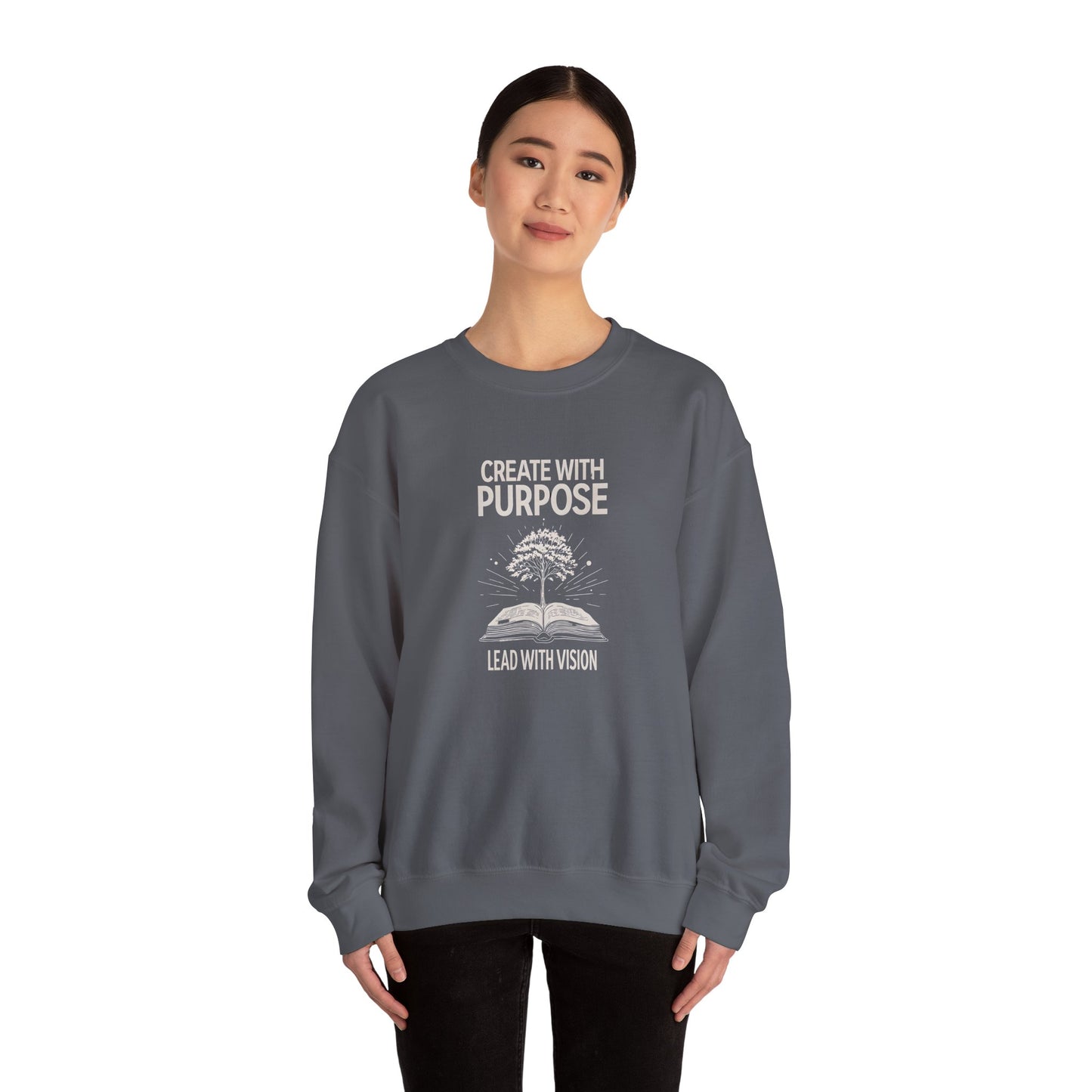 Create with Purpose Crewneck Sweatshirt – Soft & Cozy Unisex Pullover for Casual & Streetwear Style