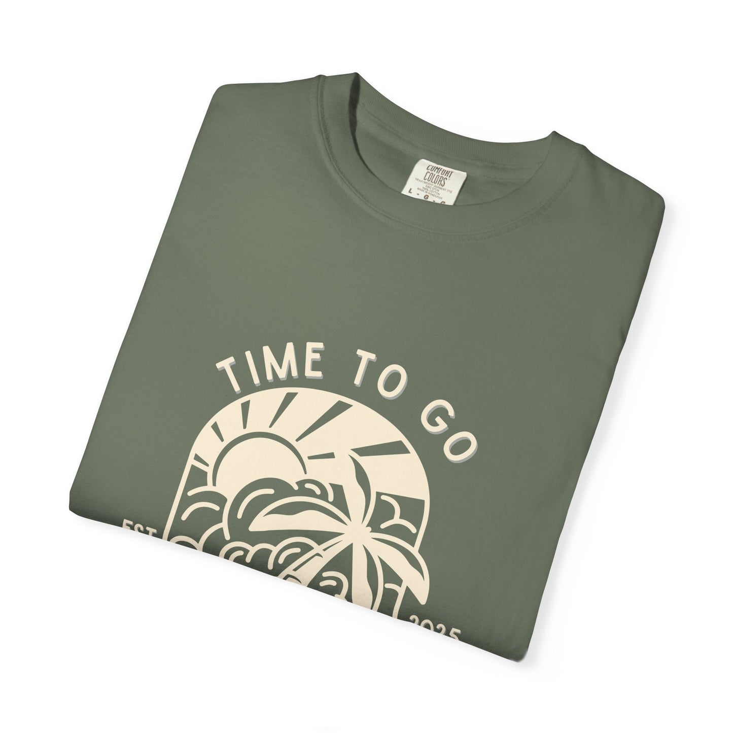 Beach Time Unisex T-Shirt – Garment-Dyed Retro Tee for Summer Trips, Vacations, Casual Wear, Travel Outfit