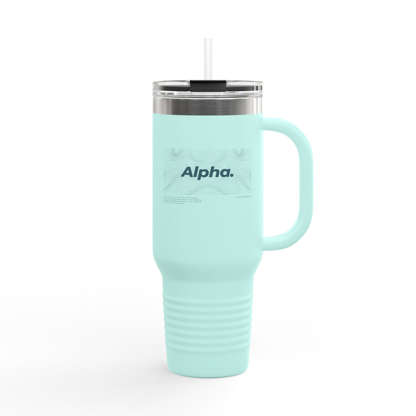 Alpha Waves (Teal) Insulated Travel Mug 40oz | Coffee Tumbler, Tea Cup, Gift for Him Her, Road Trip Mug, Personalized